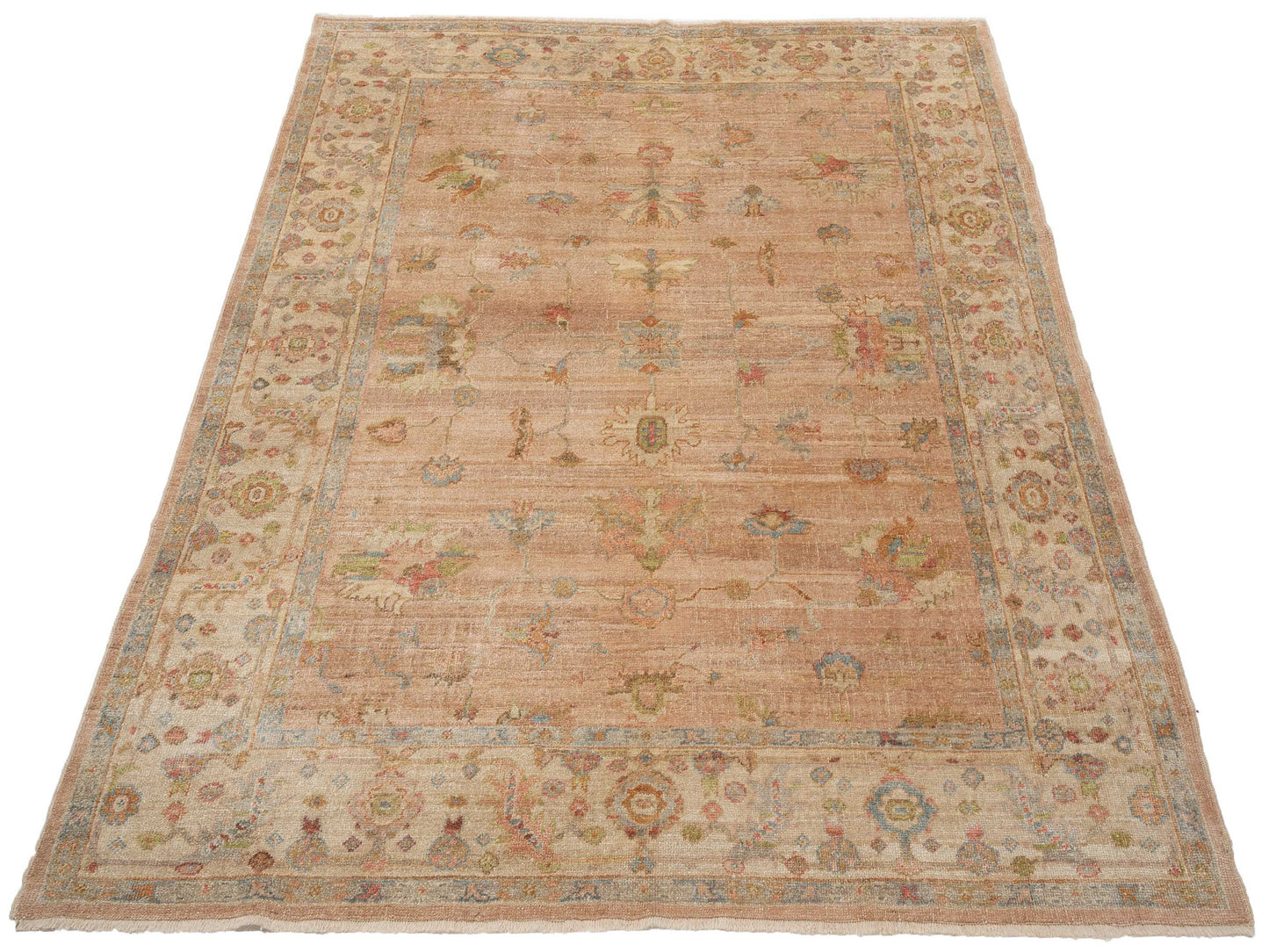 Angora Oushak 126876 Pink Ivory 8.2x9.7 Hand Knotted Rug
