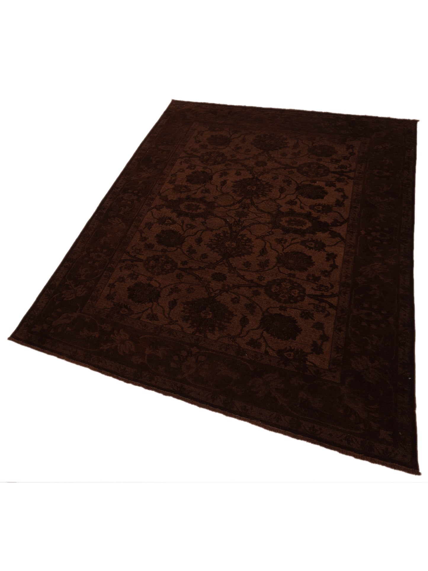 Vintage 105252 Dark Brown 6.10x9.8 Hand Knotted Rug