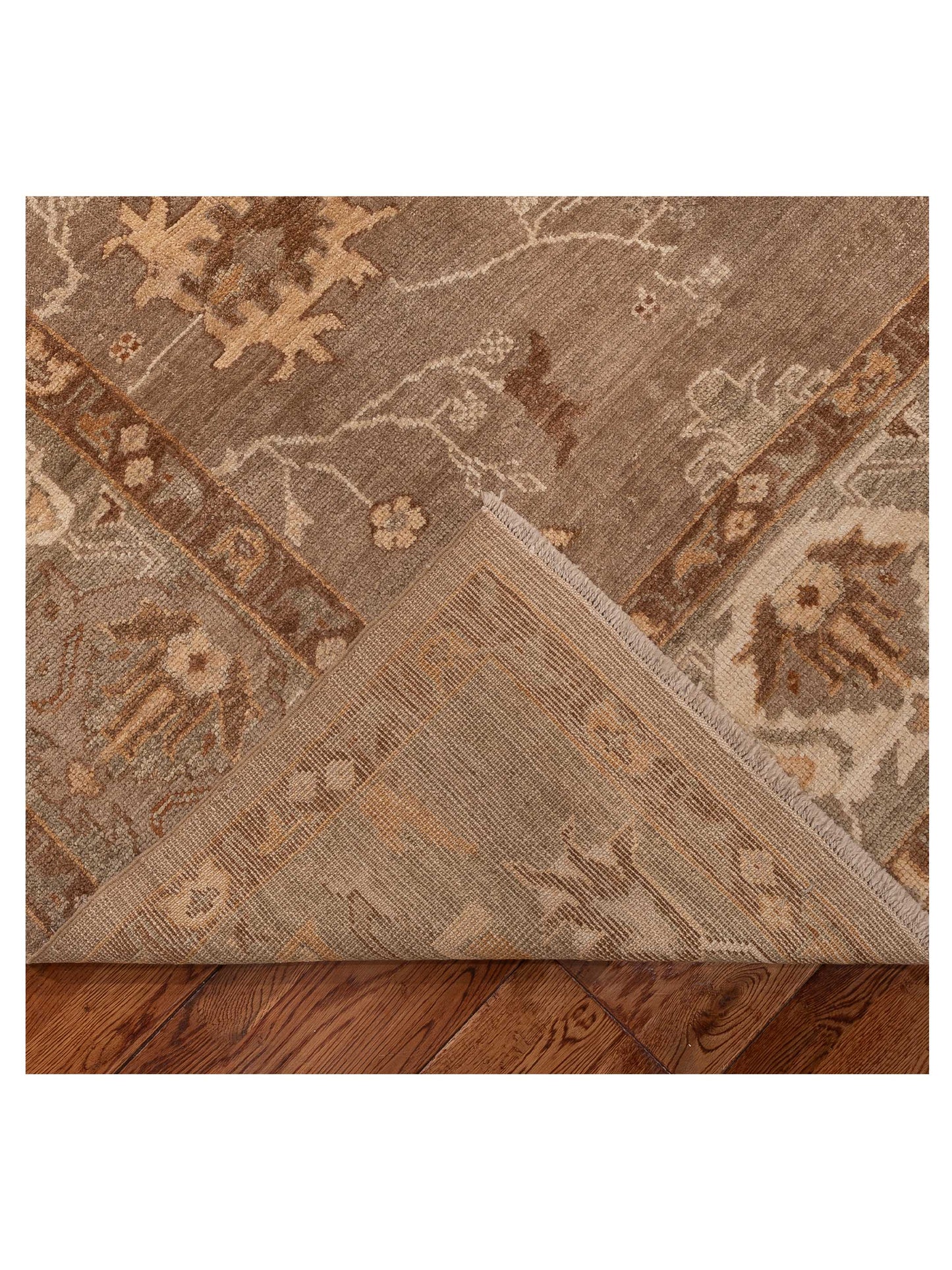 Angora Oushak 125790 Brown Green 8.10x10.7 Hand Knotted Rug