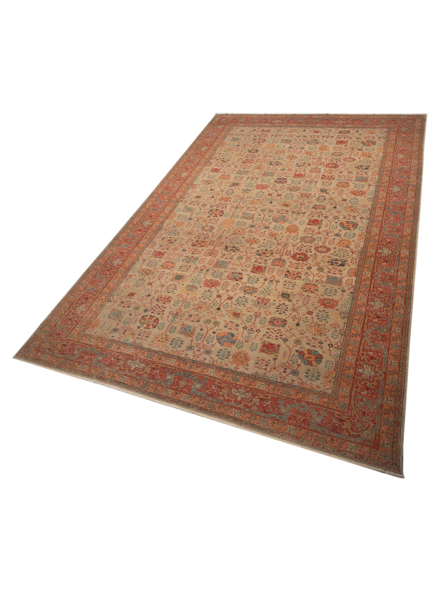 Antique Loom 108025 Beige Pink 12.5x18 Hand Knotted Rug
