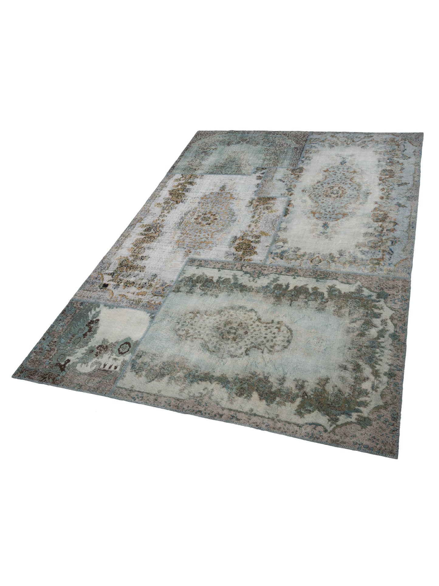 Turkish Vestige Patchwork 130945 Light Blue 10x13.11 Hand Knotted Rug