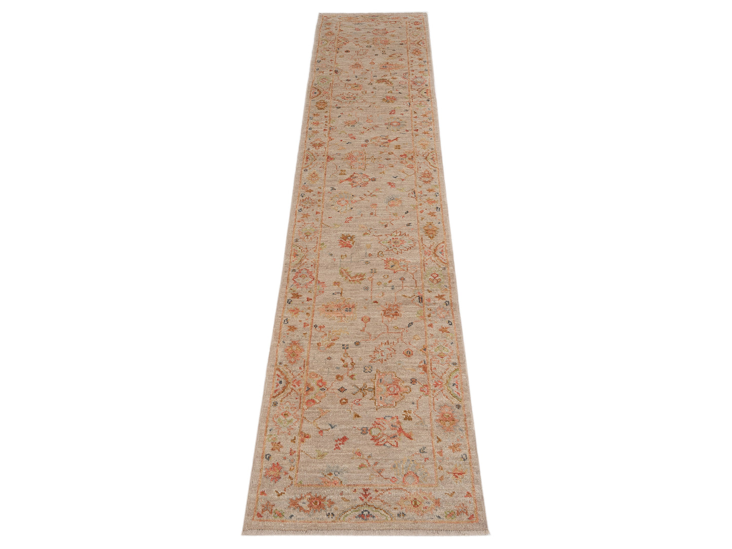 Angora Oushak 150227 Cream Cream 2.8x13.8 Hand Knotted Rug