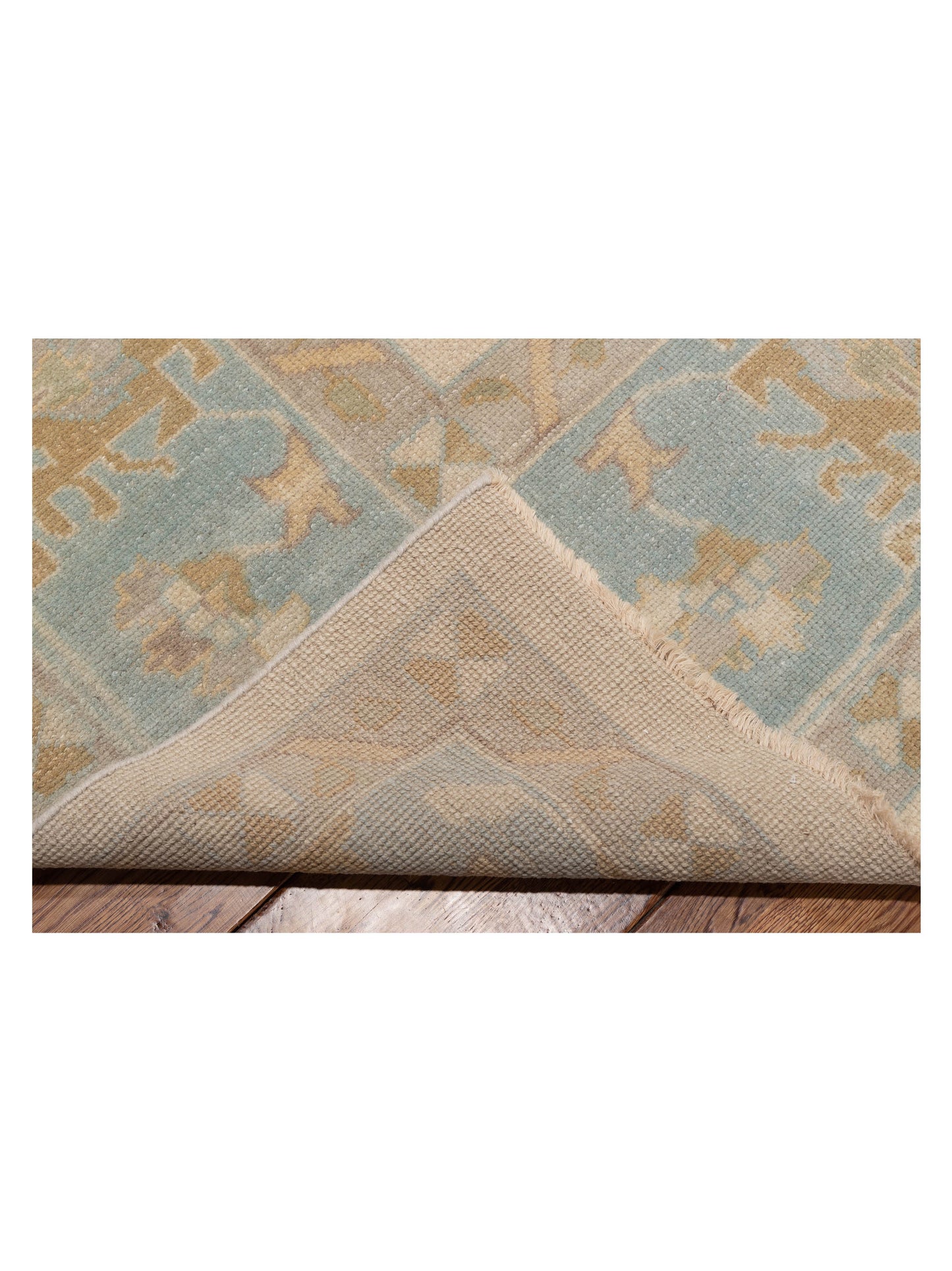 Oushak Shah 124408 Beige Blue 9.11x14.7 Hand Knotted Rug