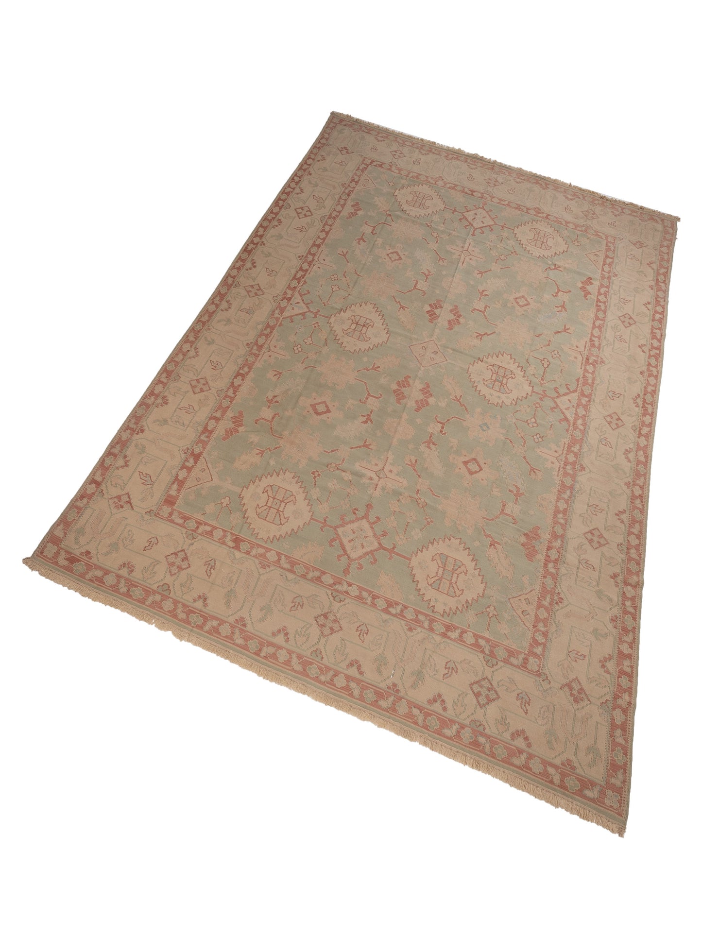 Transilvanian Kilim 64872 Green Beige 11.2x15.6 Hand Woven Rug