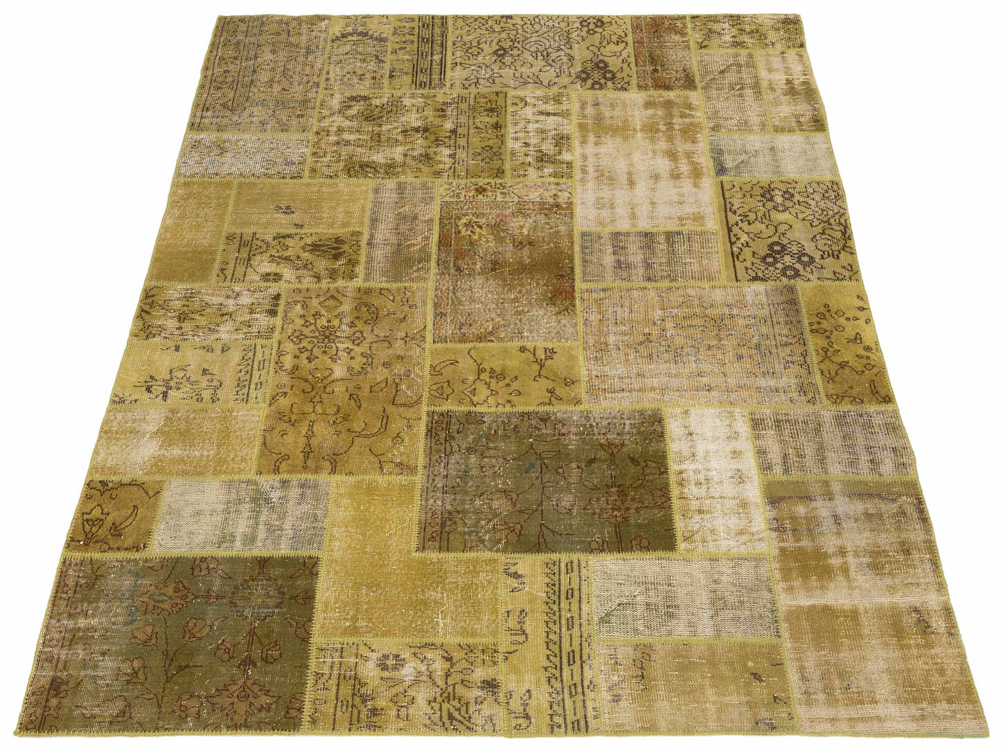 Turkish Vestige Patchwork 114093 Green 8x10 Hand Knotted Rug