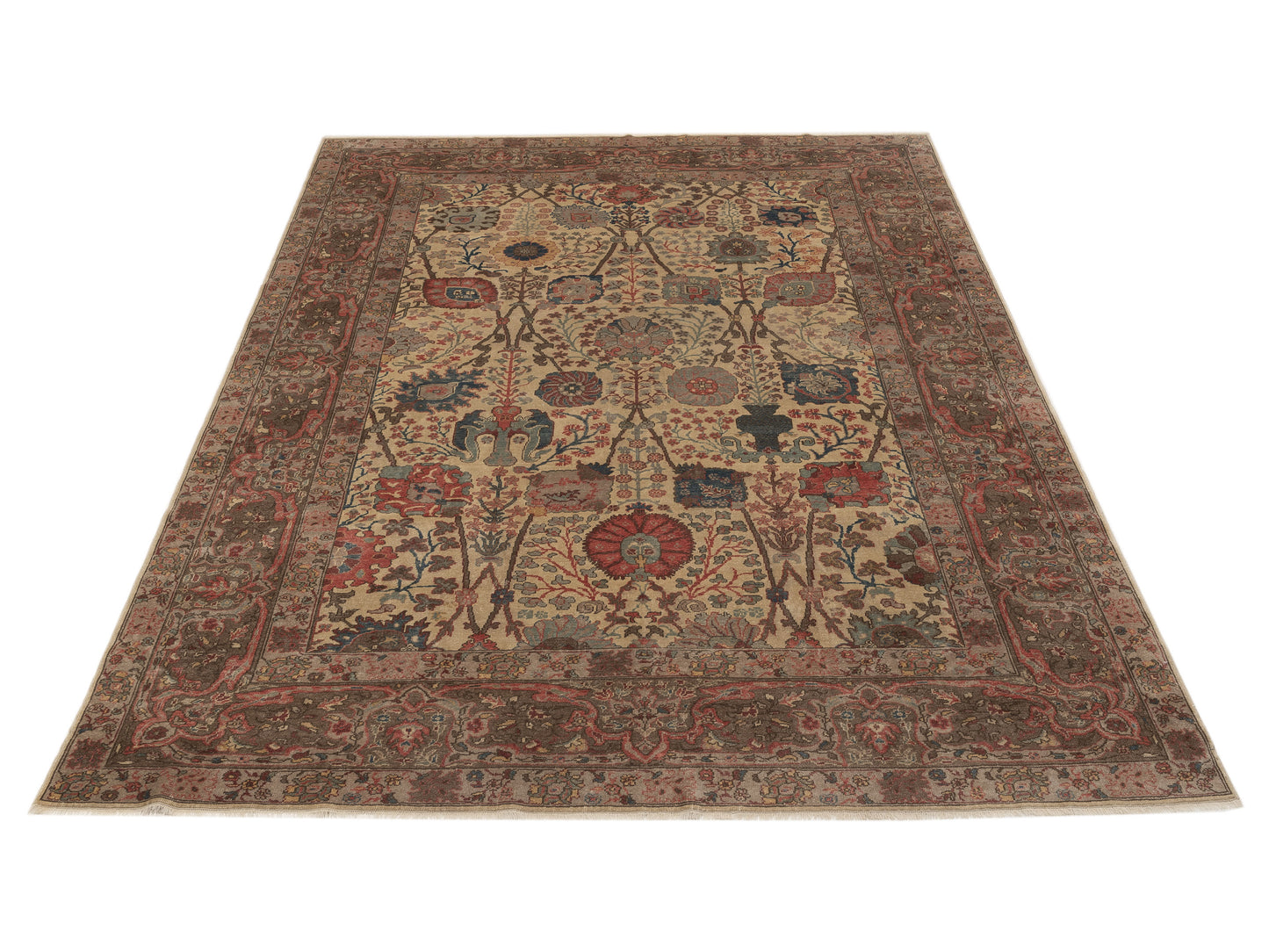 Antique Loom 107966 Beige Brown 9.3x11.9 Hand Knotted Rug