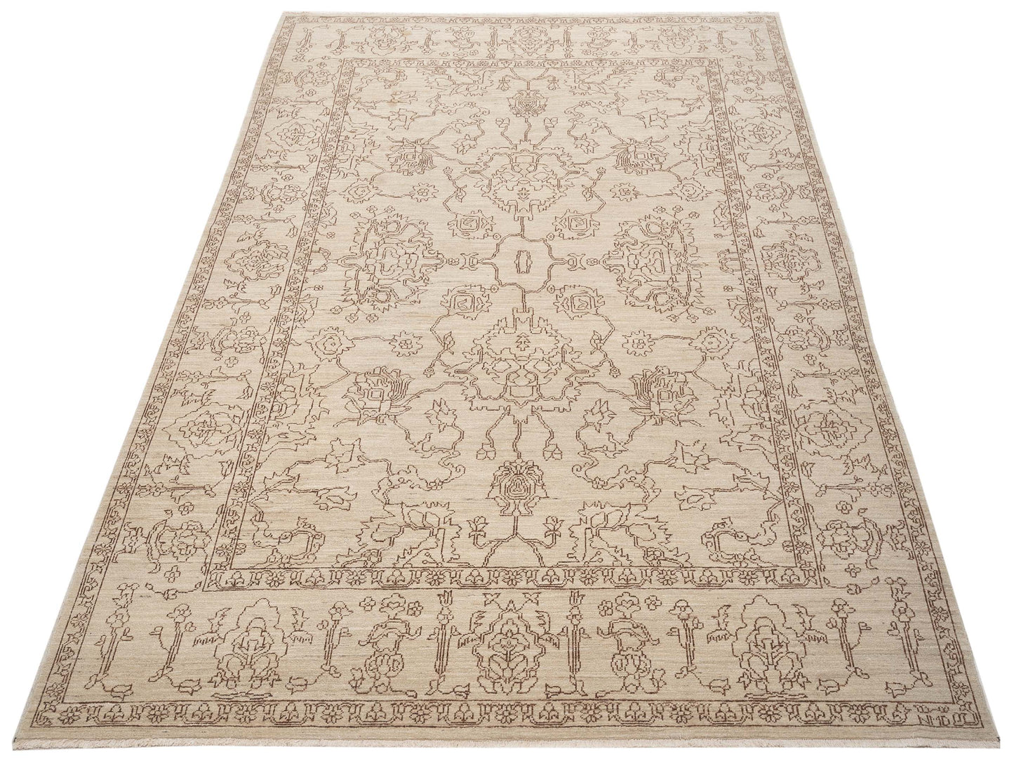 Defne Opal Ivory Brown 8.2x9.10 Hand Knotted Rug