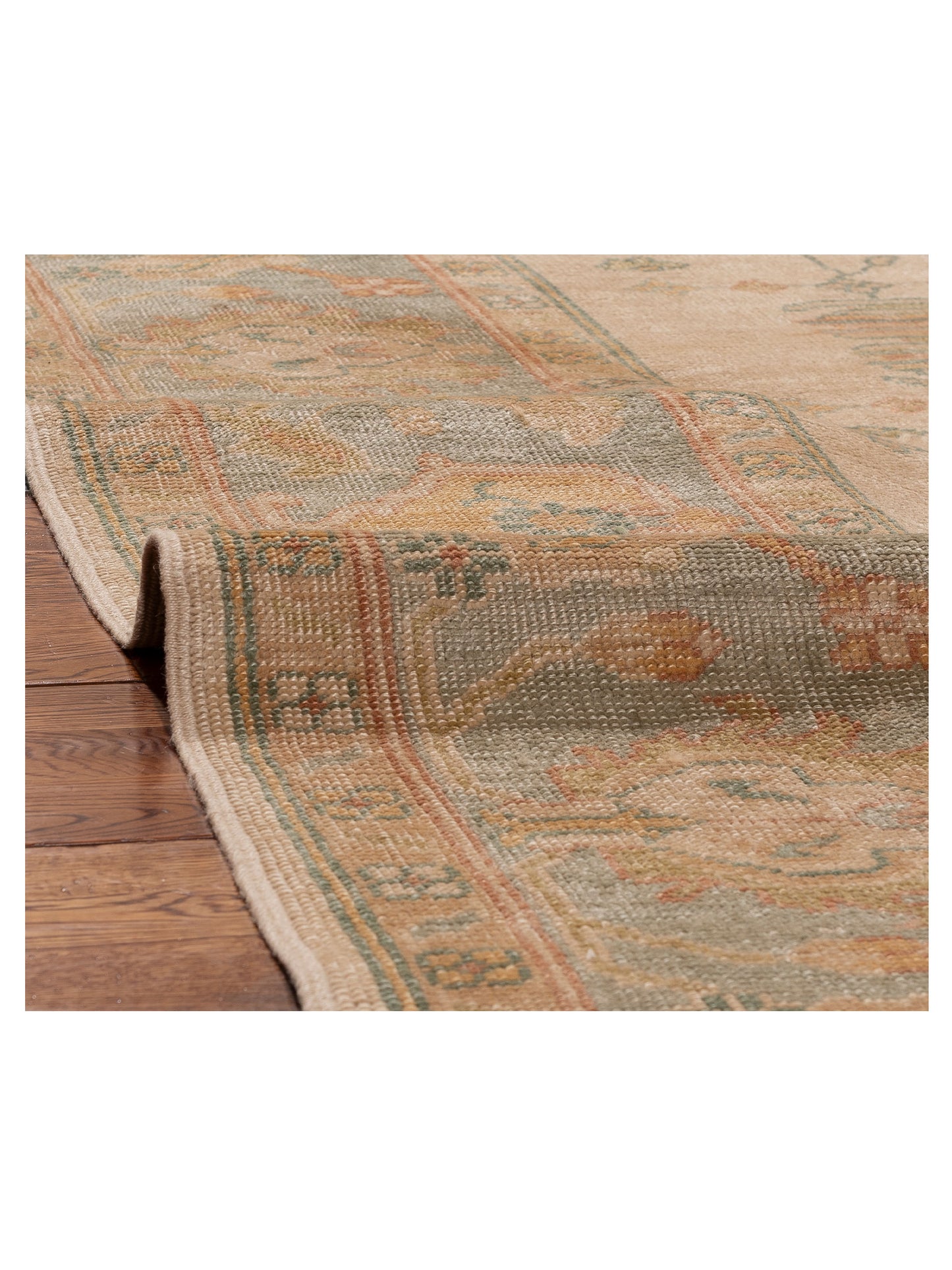 Angora Oushak 147762 Ivory Green 9.6x11.2 Hand Knotted Rug