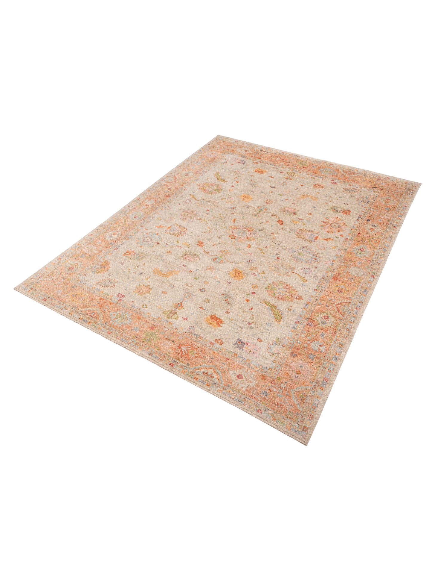Angora Oushak 152410 Beige Orange 11.4x14.5 Hand Knotted Rug