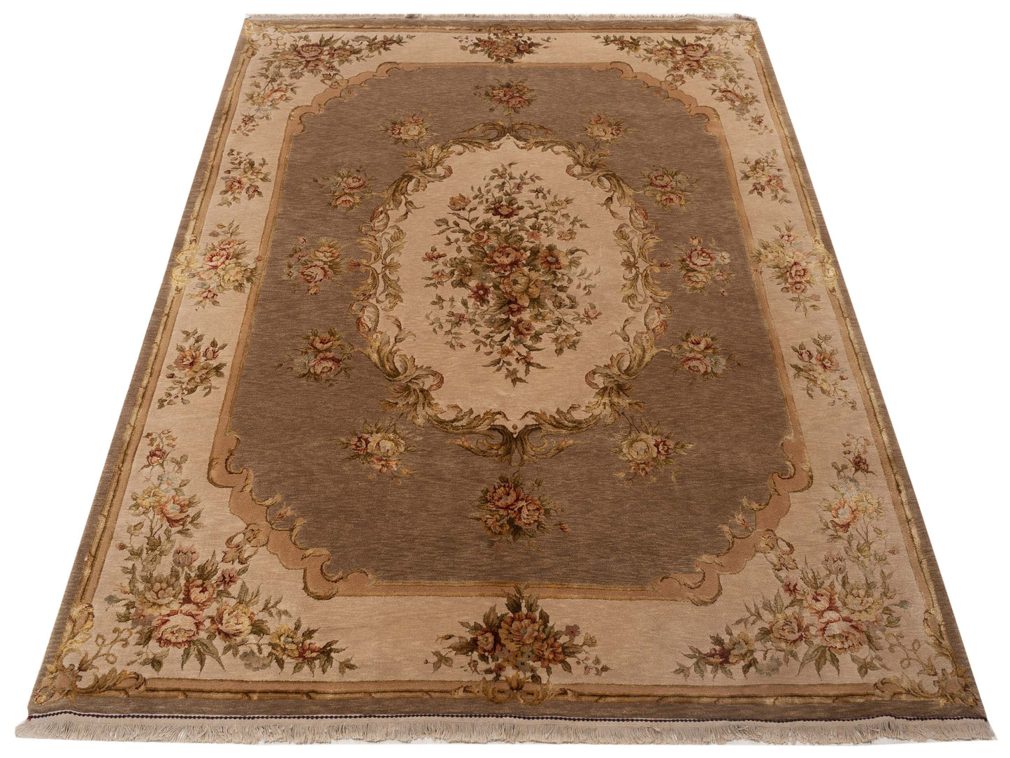 Imperial Silk 103791 Tobacco Beige 7.10x9.10 Hand Knotted Rug