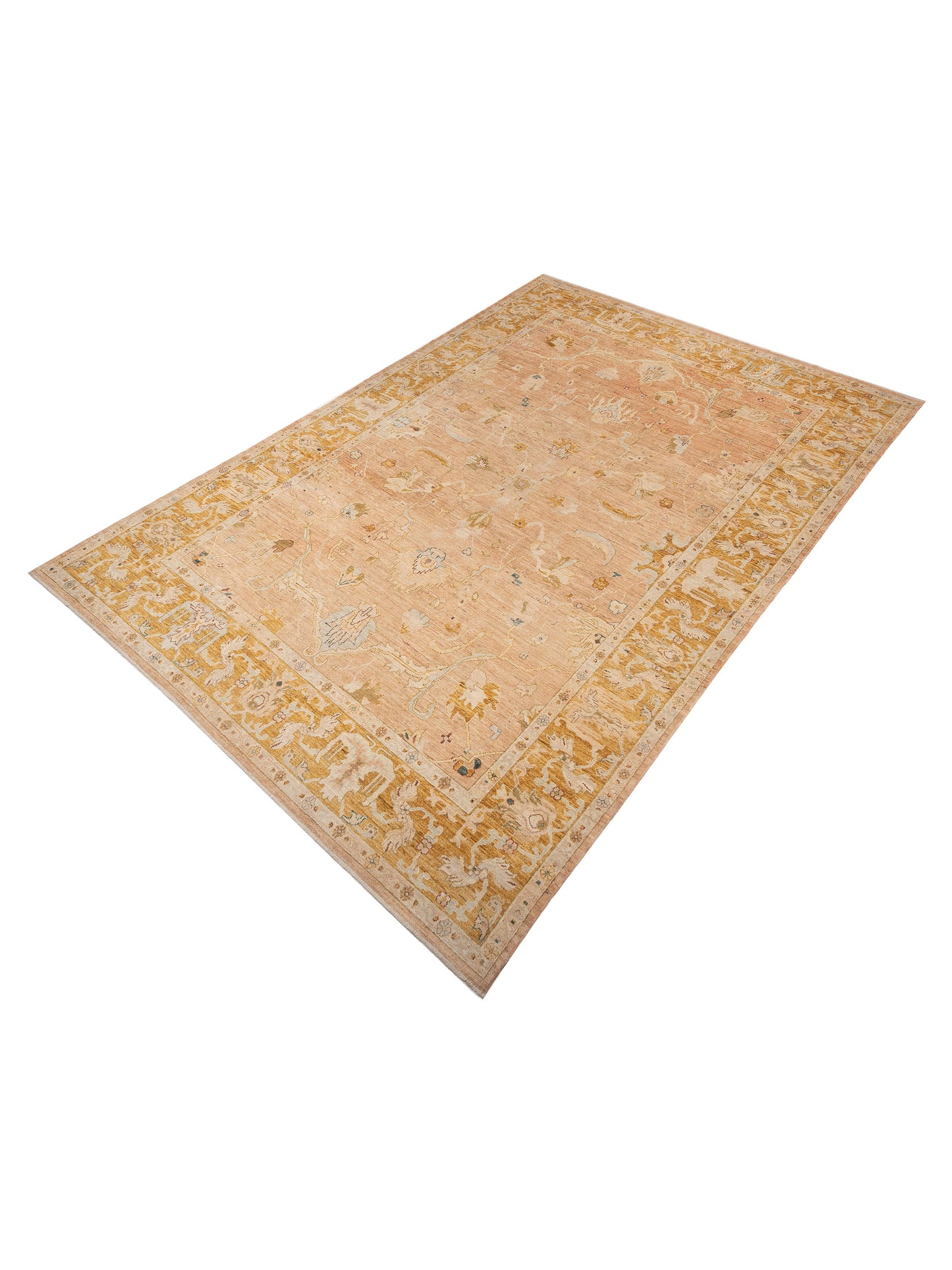 Angora Oushak 144545 Pink Mustard 12.5x18.11 Hand Knotted Rug