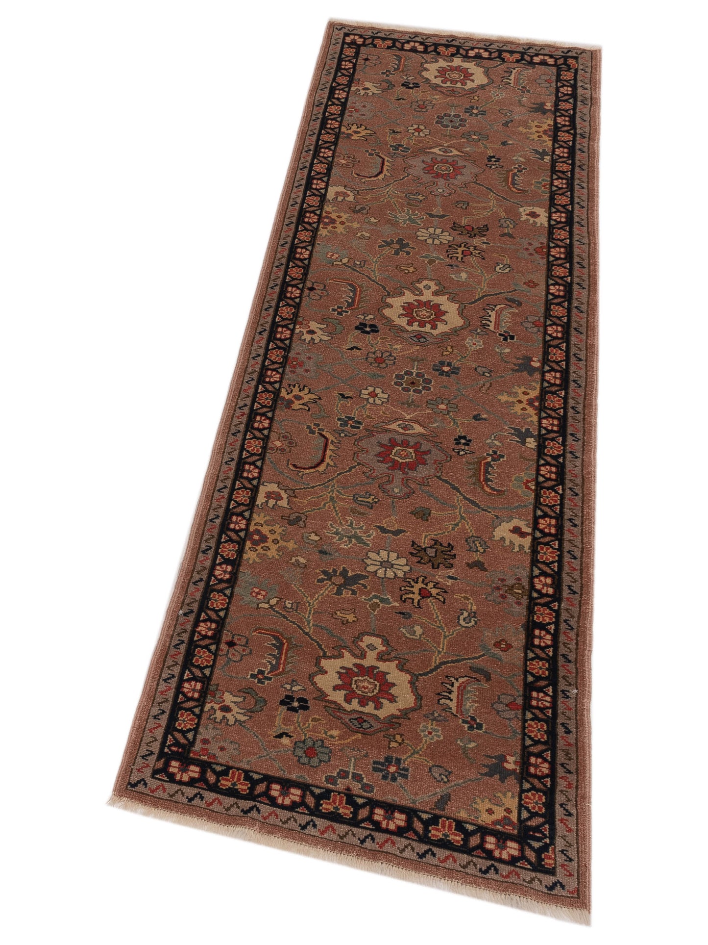 Antique Loom 105070 Pink Navy 2.6x8.2 Hand Knotted Rug