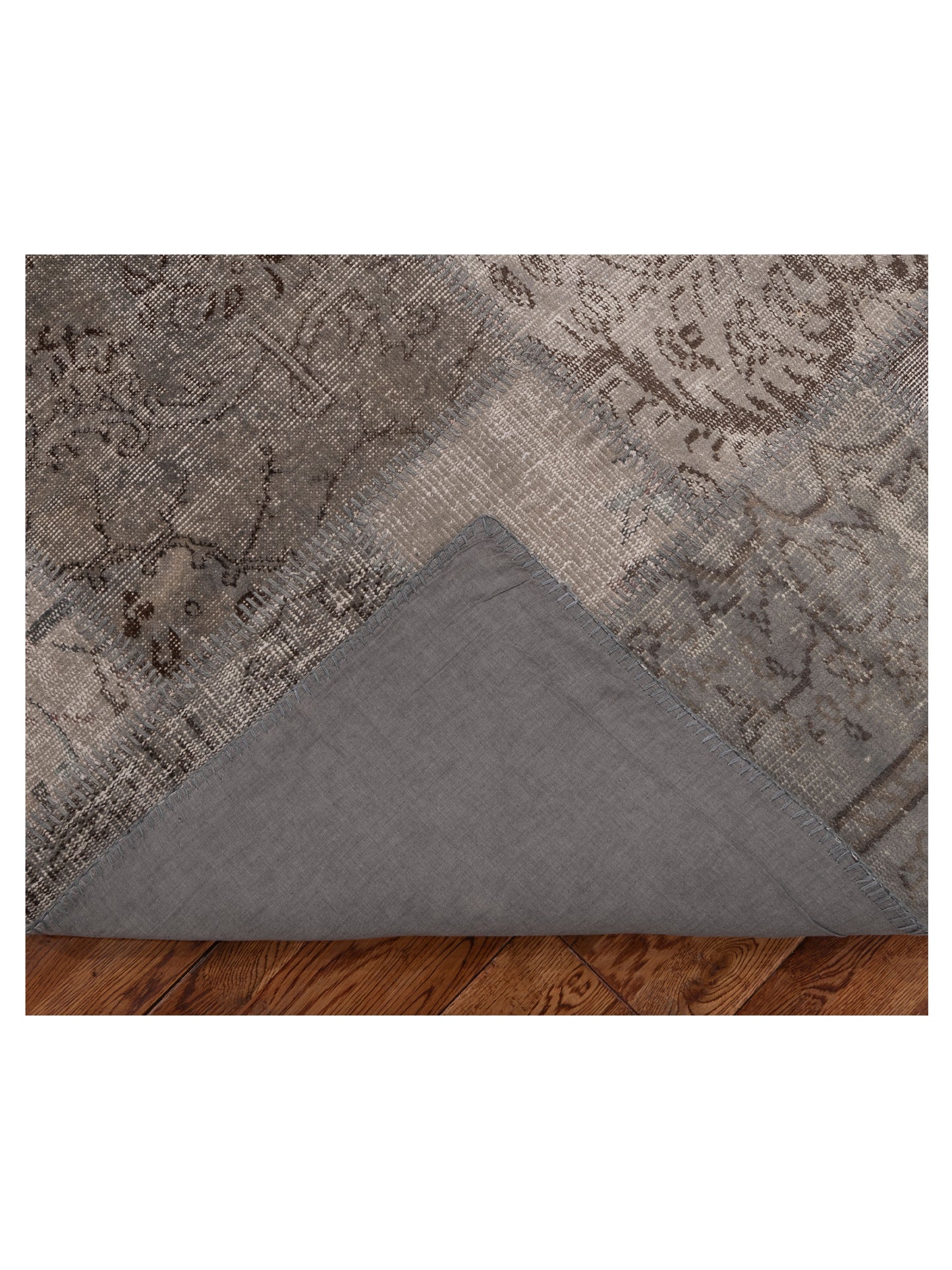 Turkish Vestige Patchwork 128947 Gray 5x8 Hand Knotted Rug