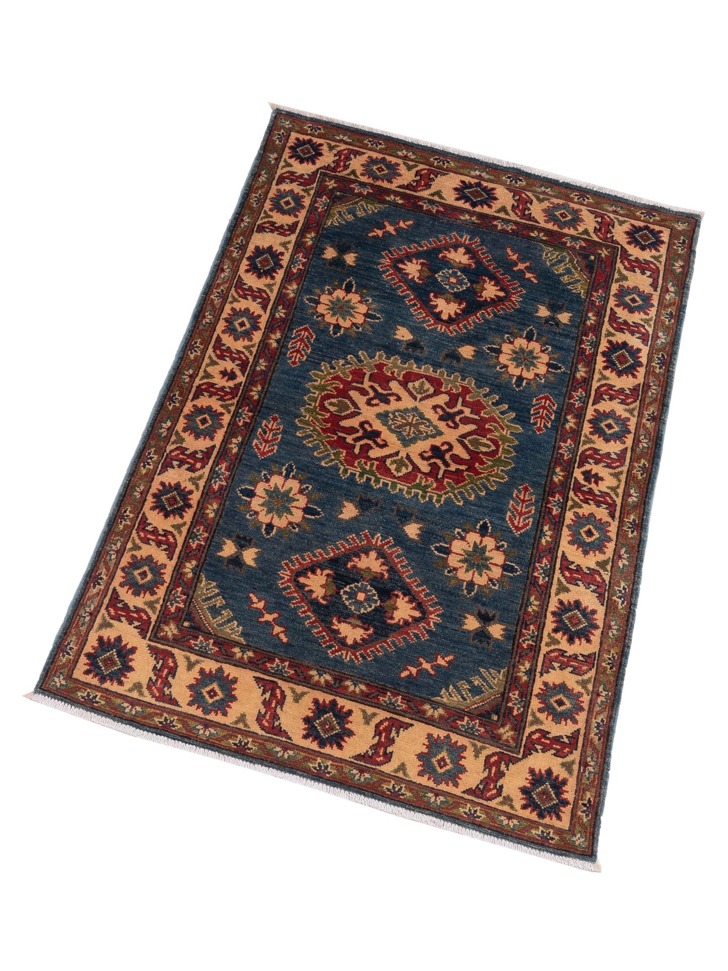 Kazak 145971 Blue Ivory 3.5x5.5 Hand Knotted Rug