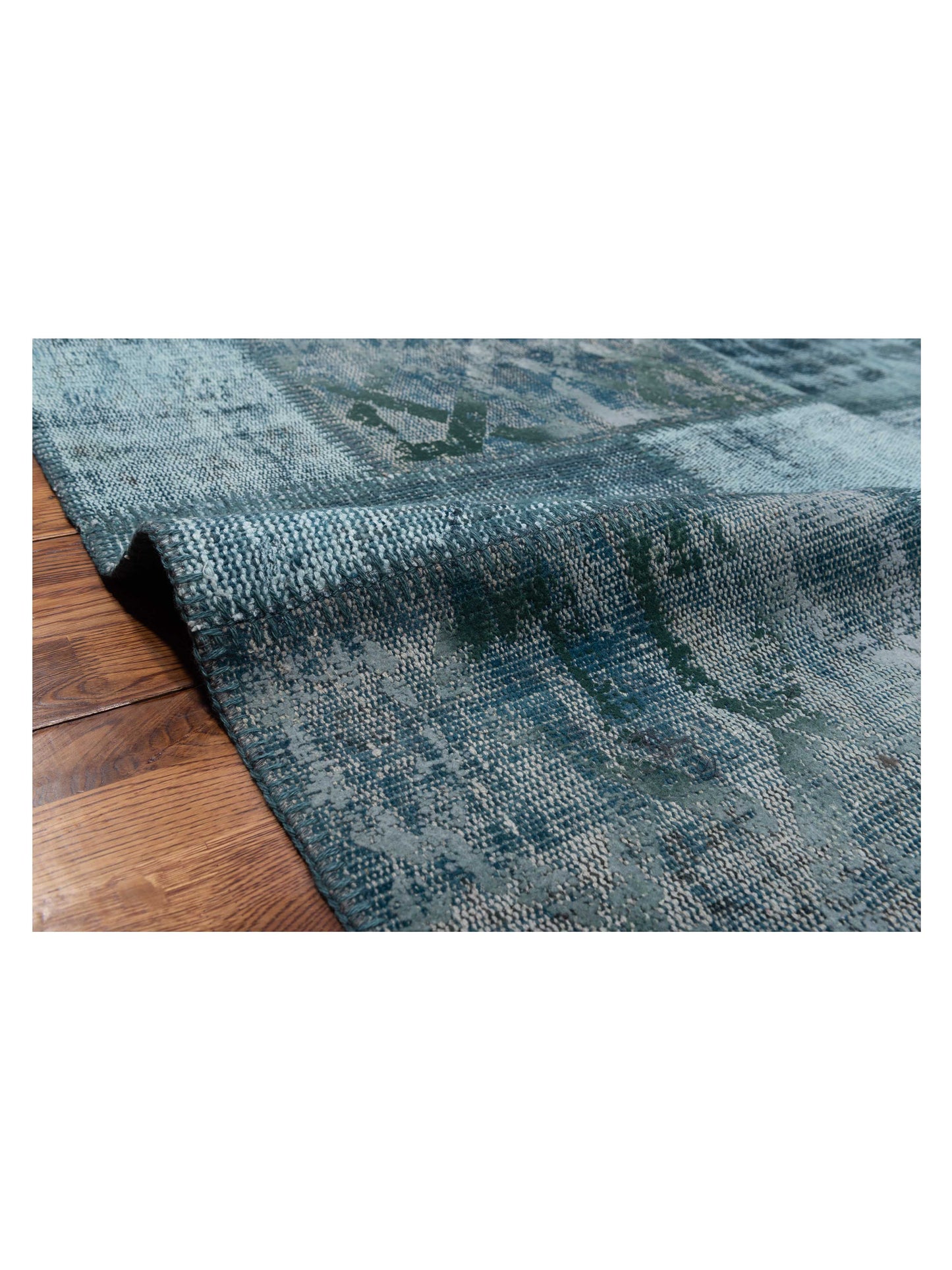 Turkish Vestige Patchwork 142780 Green 8.3x9.10 Hand Knotted Rug