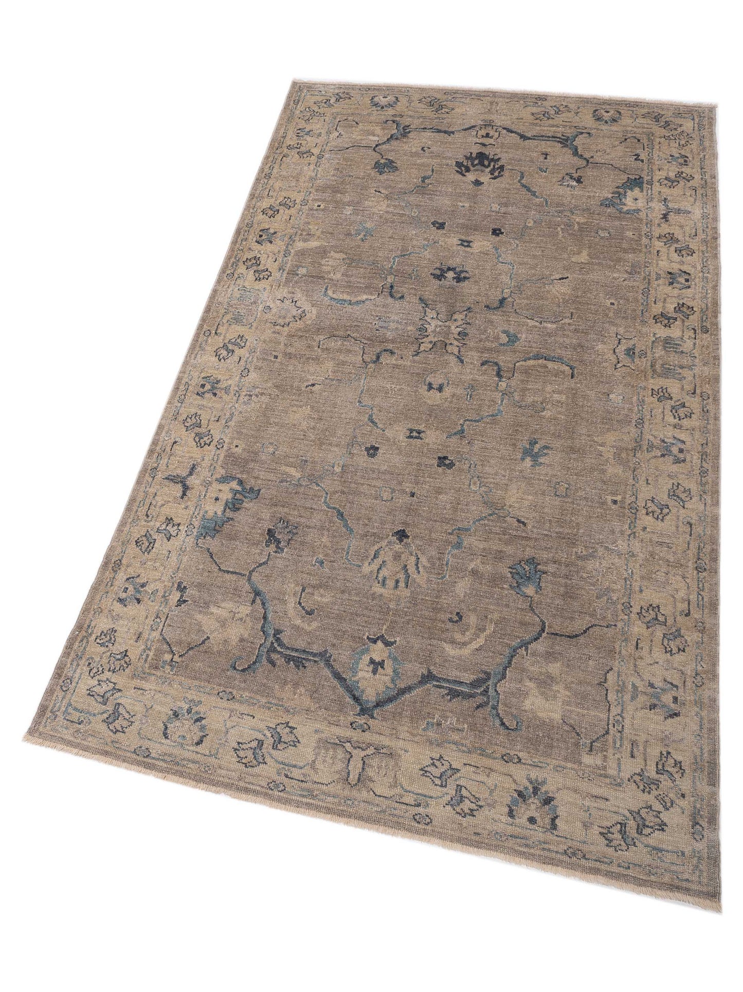 Angora Oushak 129108 Gray Silver 6.6x11.8 Hand Knotted Rug
