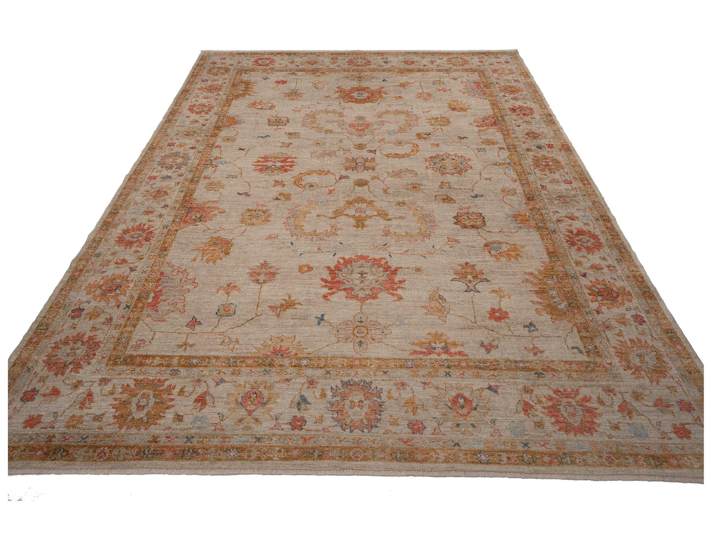 Angora Oushak 146474 Ivory Ivory 11.4x14.8 Hand Knotted Rug