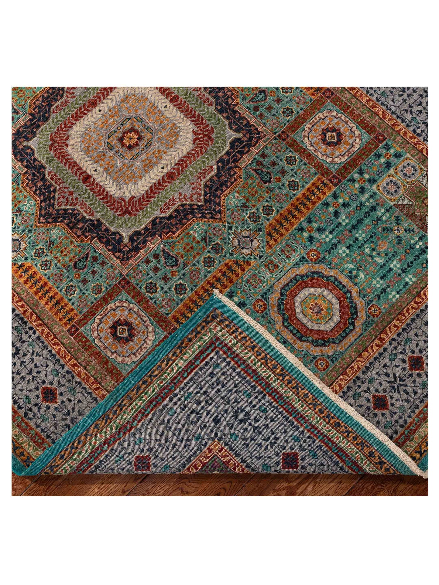 Artisan Mamluk 154637 Green Gray 5.11x8.2 Hand Knotted Rug