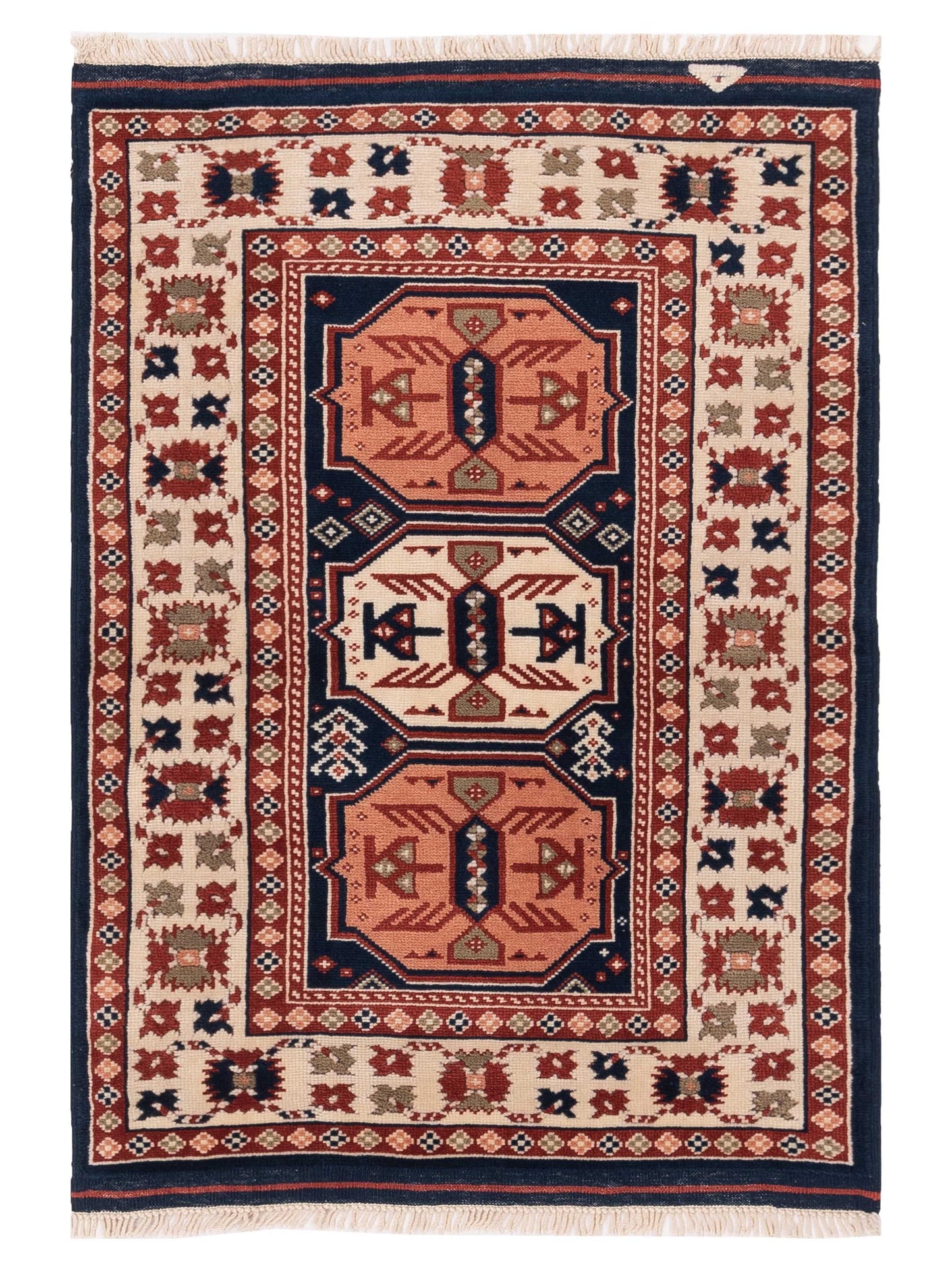 Pasha Turkish Shirwan  Navy Ivory Traditional
