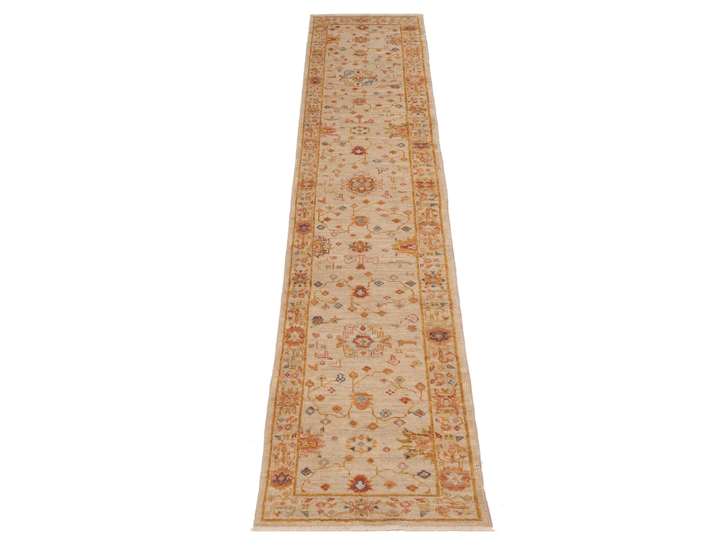 Angora Oushak 148277 Ivory Silver 2.6x12.11 Hand Knotted Rug