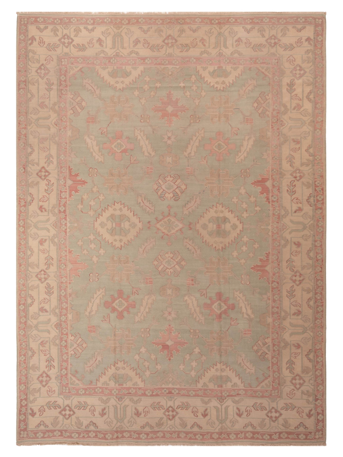 Pasha Transilvanian Kilim  Green Ivory Traditional