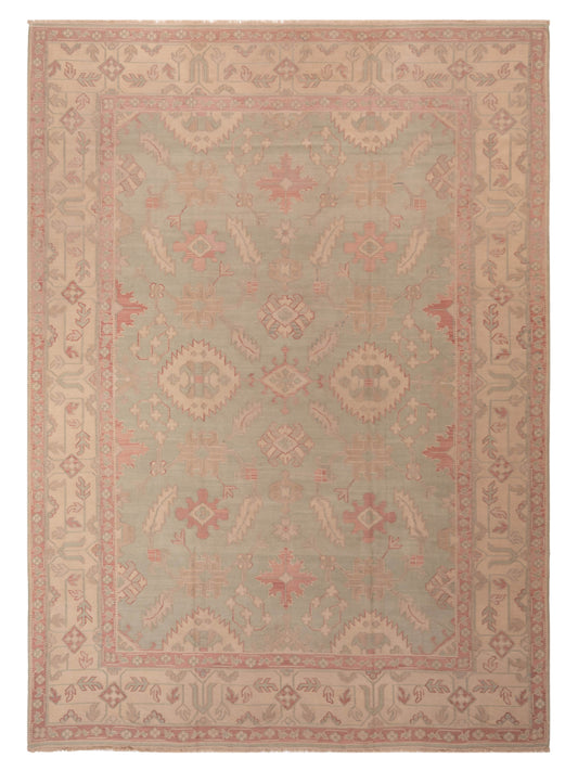 Pasha Transilvanian Kilim  Green Ivory Traditional