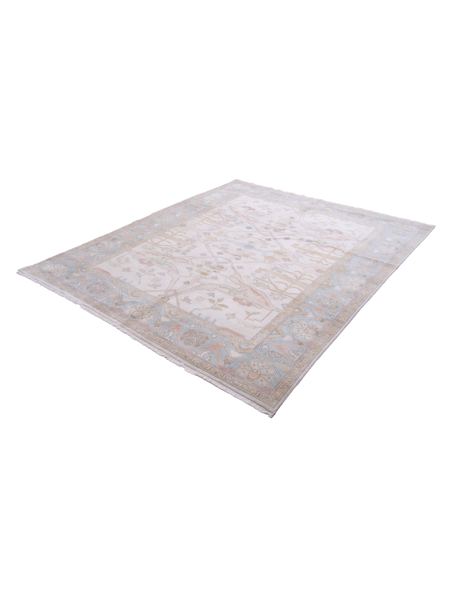 Anadol Oushak 131875 Ivory Light Blue 8.2x9.9 Hand Knotted Rug