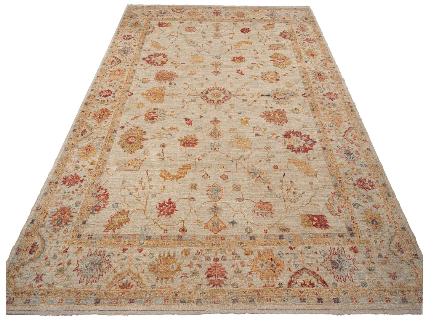 Angora Oushak 147069 Ivory Ivory 11.7x15.2 Hand Knotted Rug