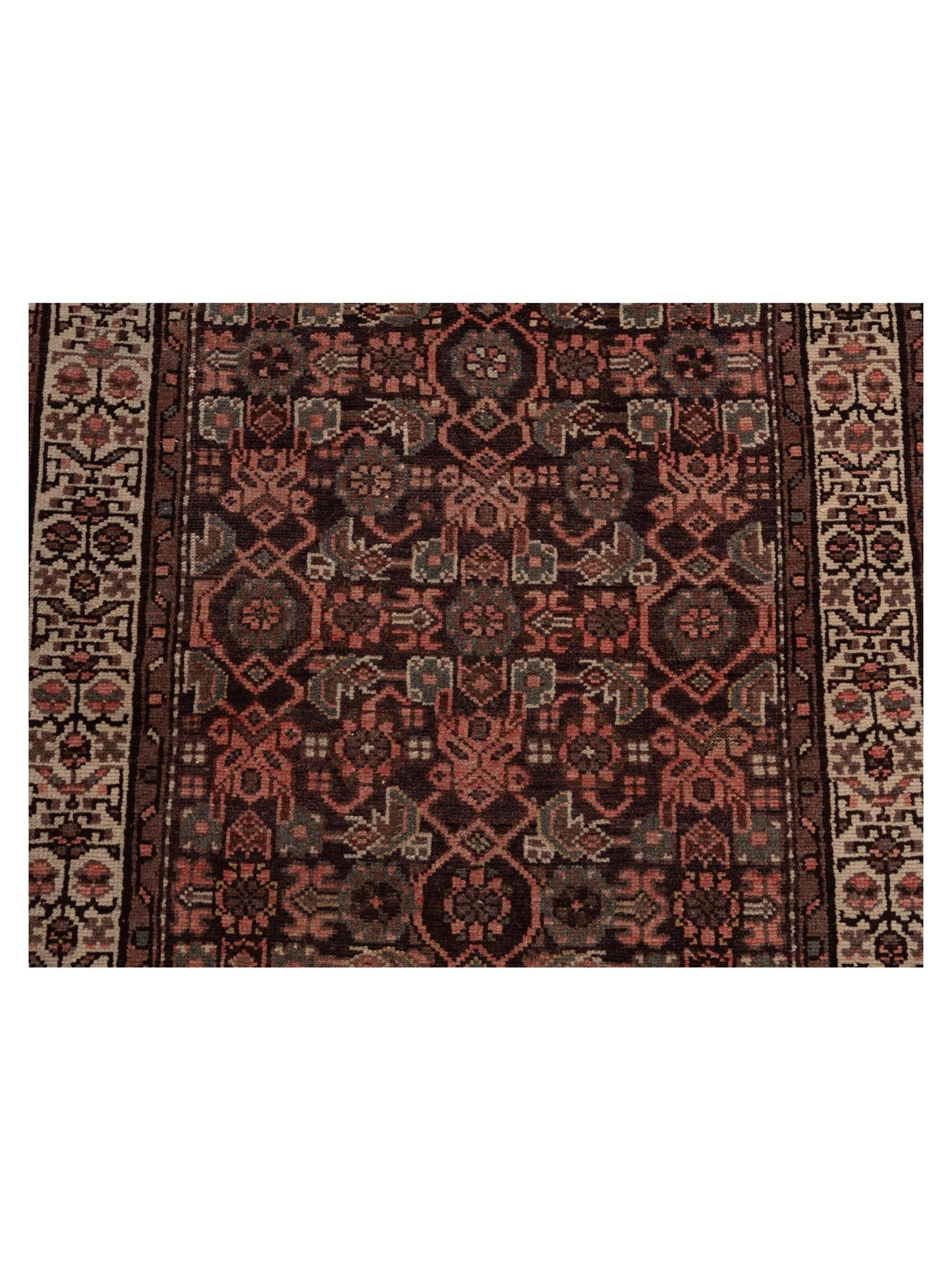Persian 85744 Dark Brown Ivory 3.3x12.1 Hand Knotted Rug