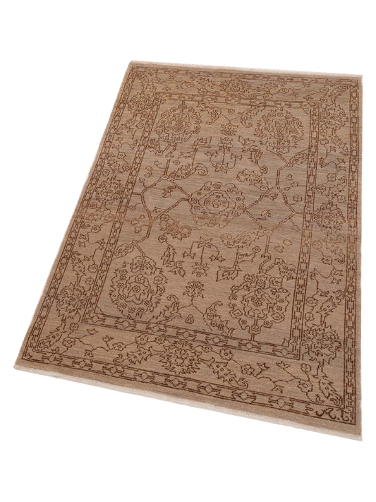 Defne Ruby Silver Dark Brown 4x6 Hand Knotted Rug