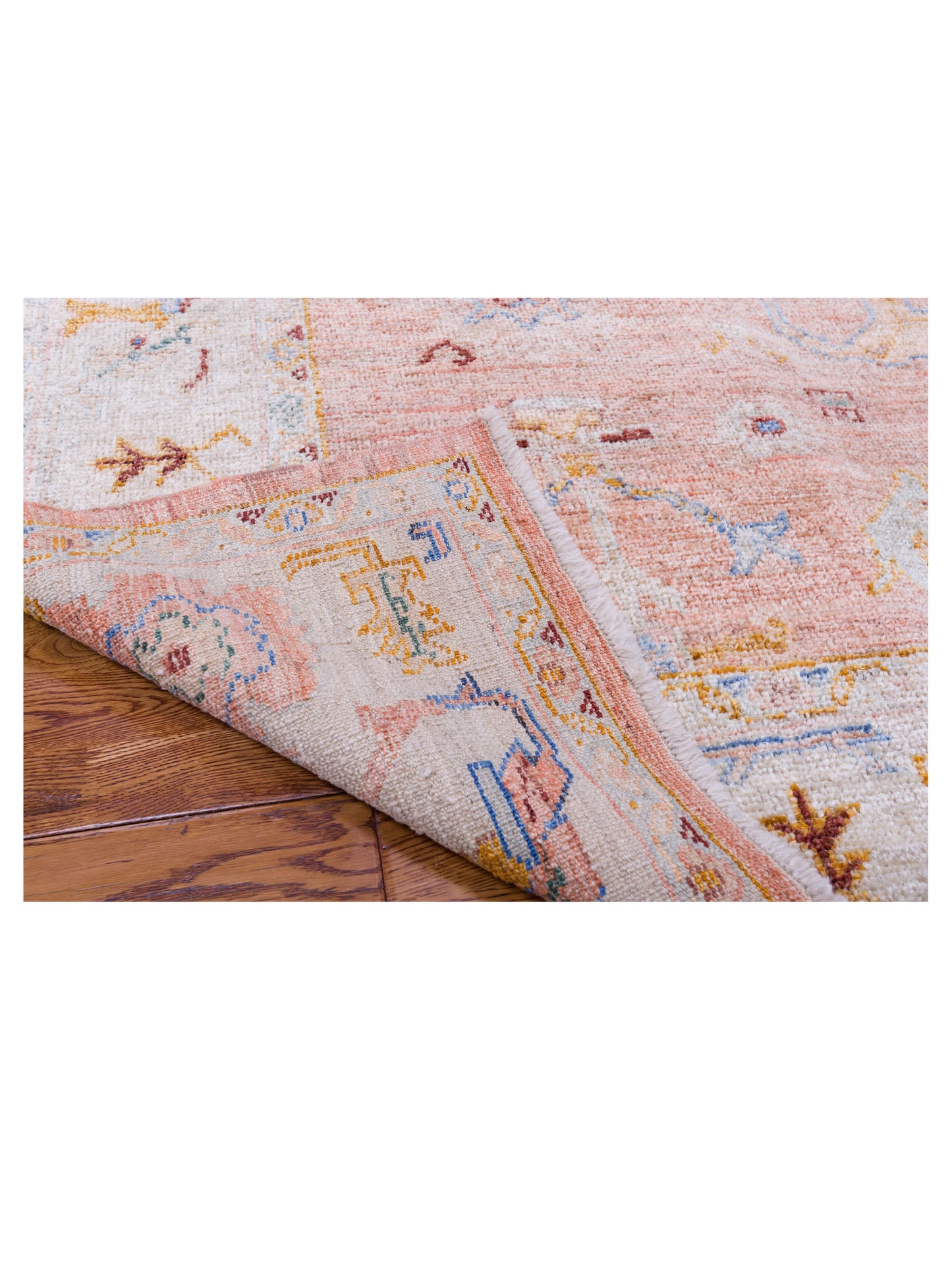 Angora Oushak 144586 Pink Ivory 6.4x12.3 Hand Knotted Rug