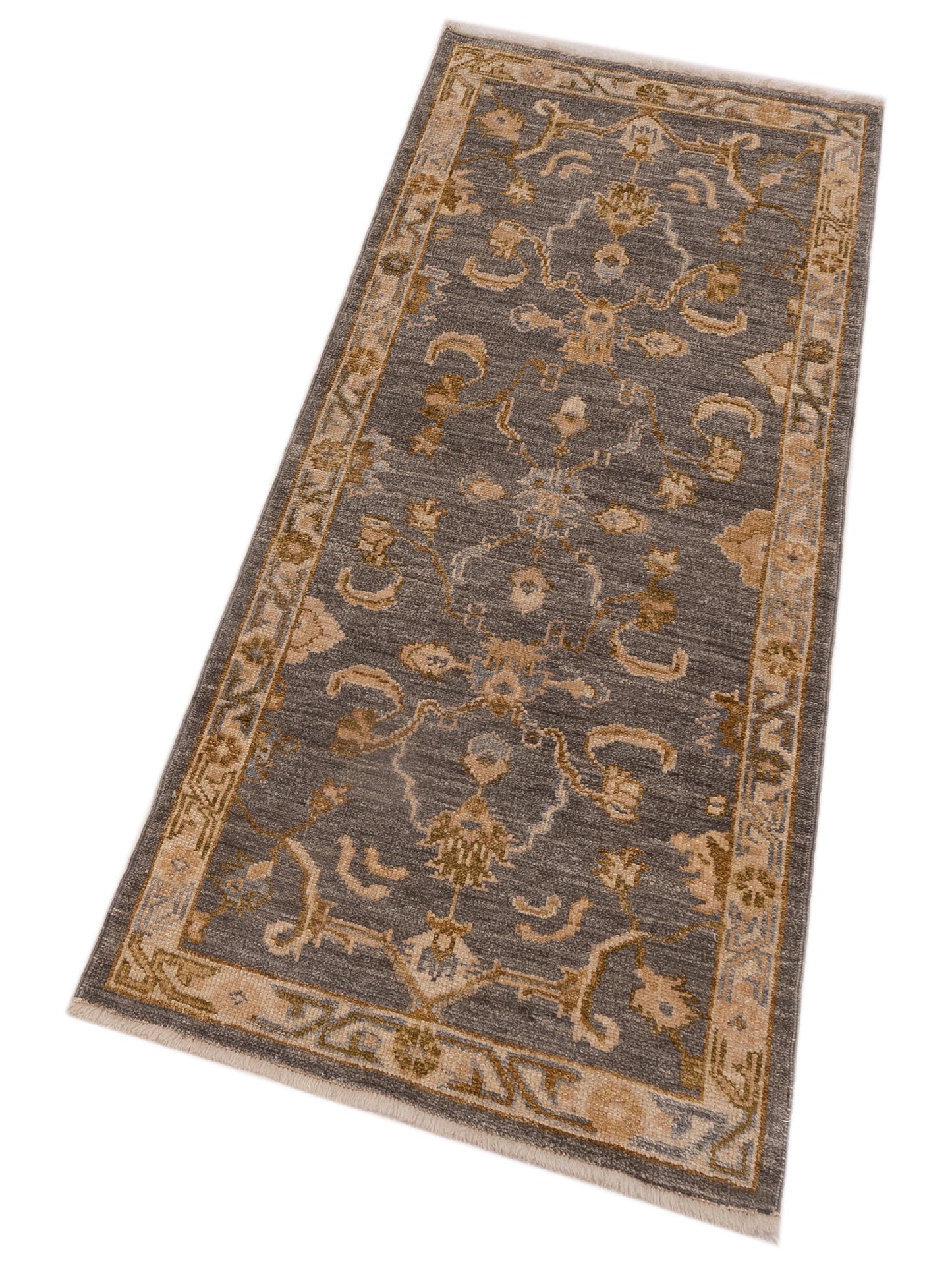 Angora Oushak 141265 Gray Ivory 2.9x7.2 Hand Knotted Rug
