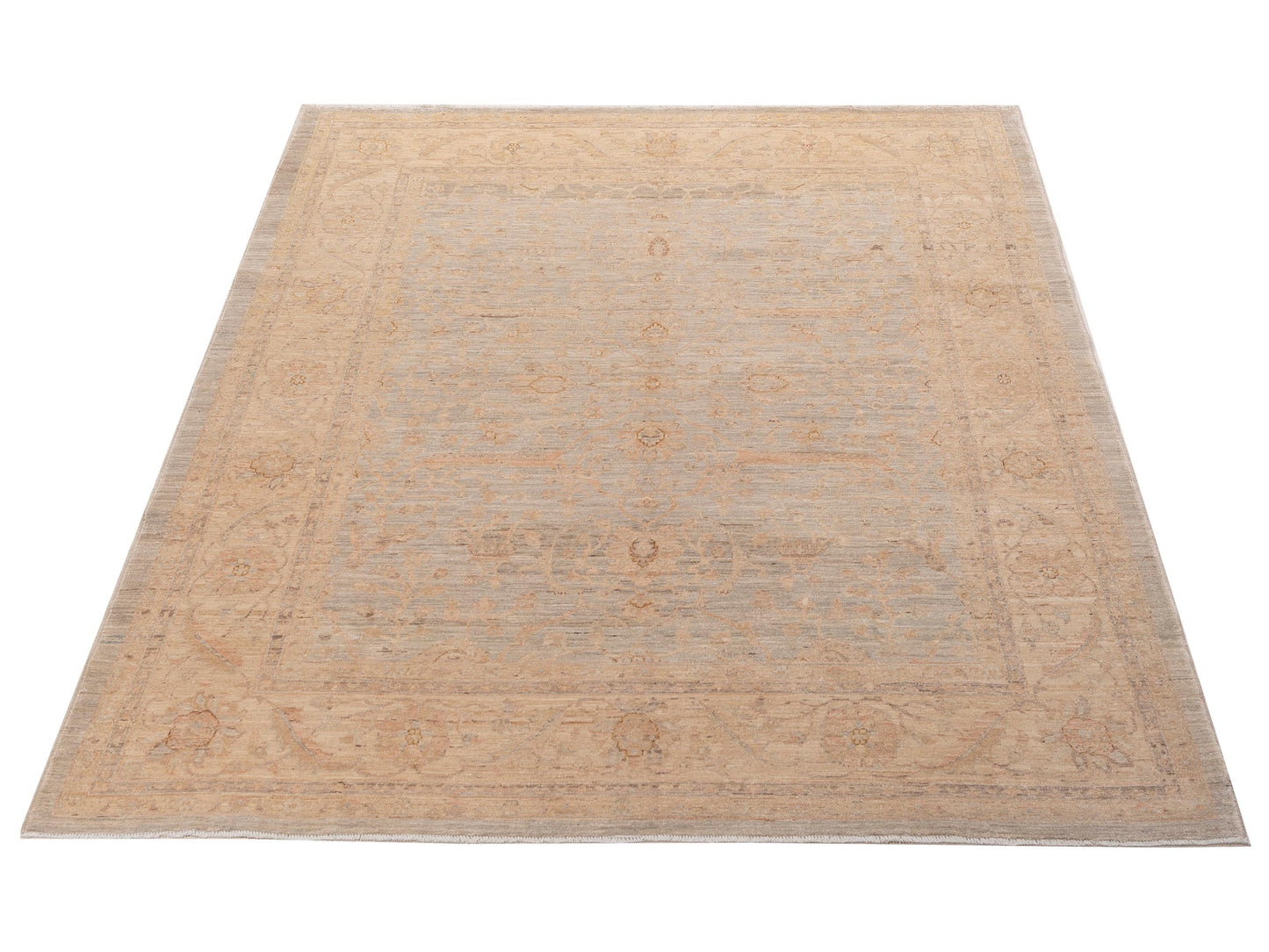 Sultan 156043 Blue Cream 7.9x9.7 Hand Knotted Rug