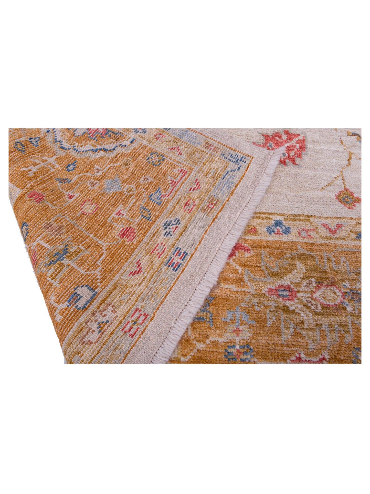 Angora Oushak 144629 Ivory Orange 8.3x9.8 Hand Knotted Rug