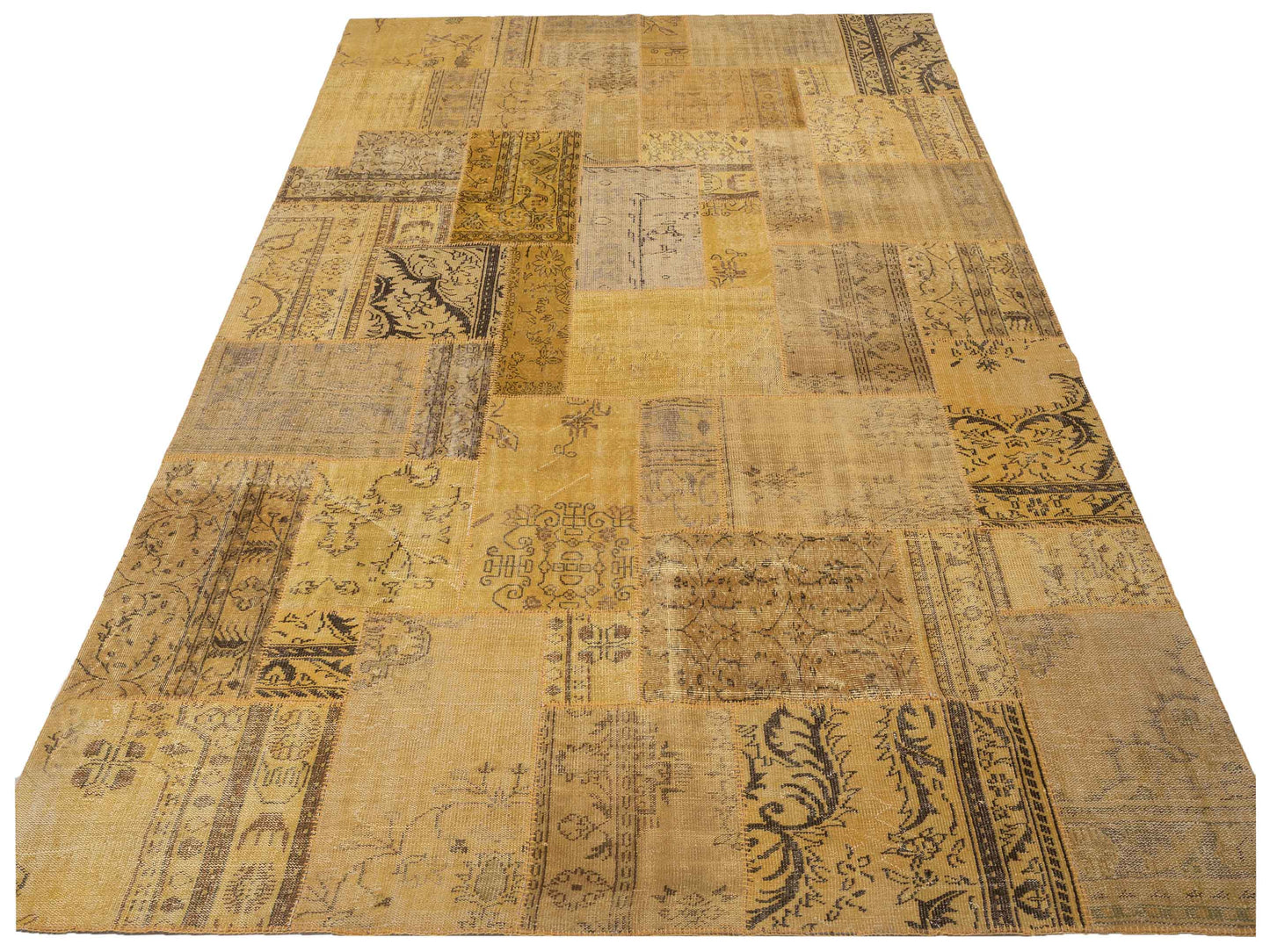 Turkish Vestige Patchwork 109445 Yellow 9.10x13.1 Hand Knotted Rug
