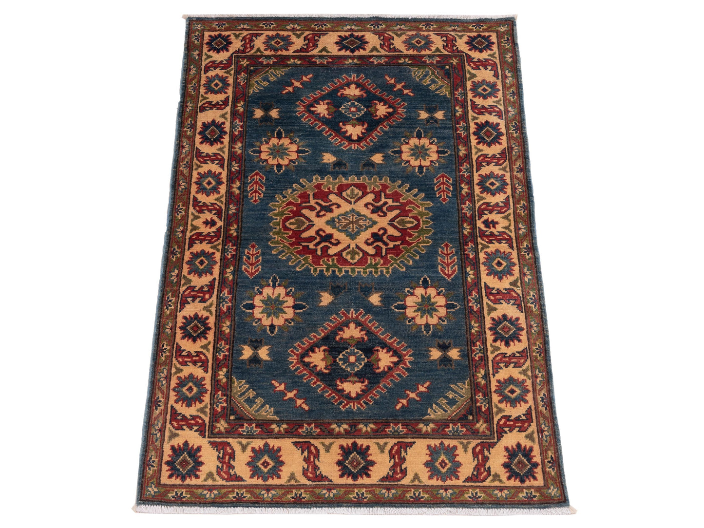 Kazak 145971 Blue Ivory 3.5x5.5 Hand Knotted Rug