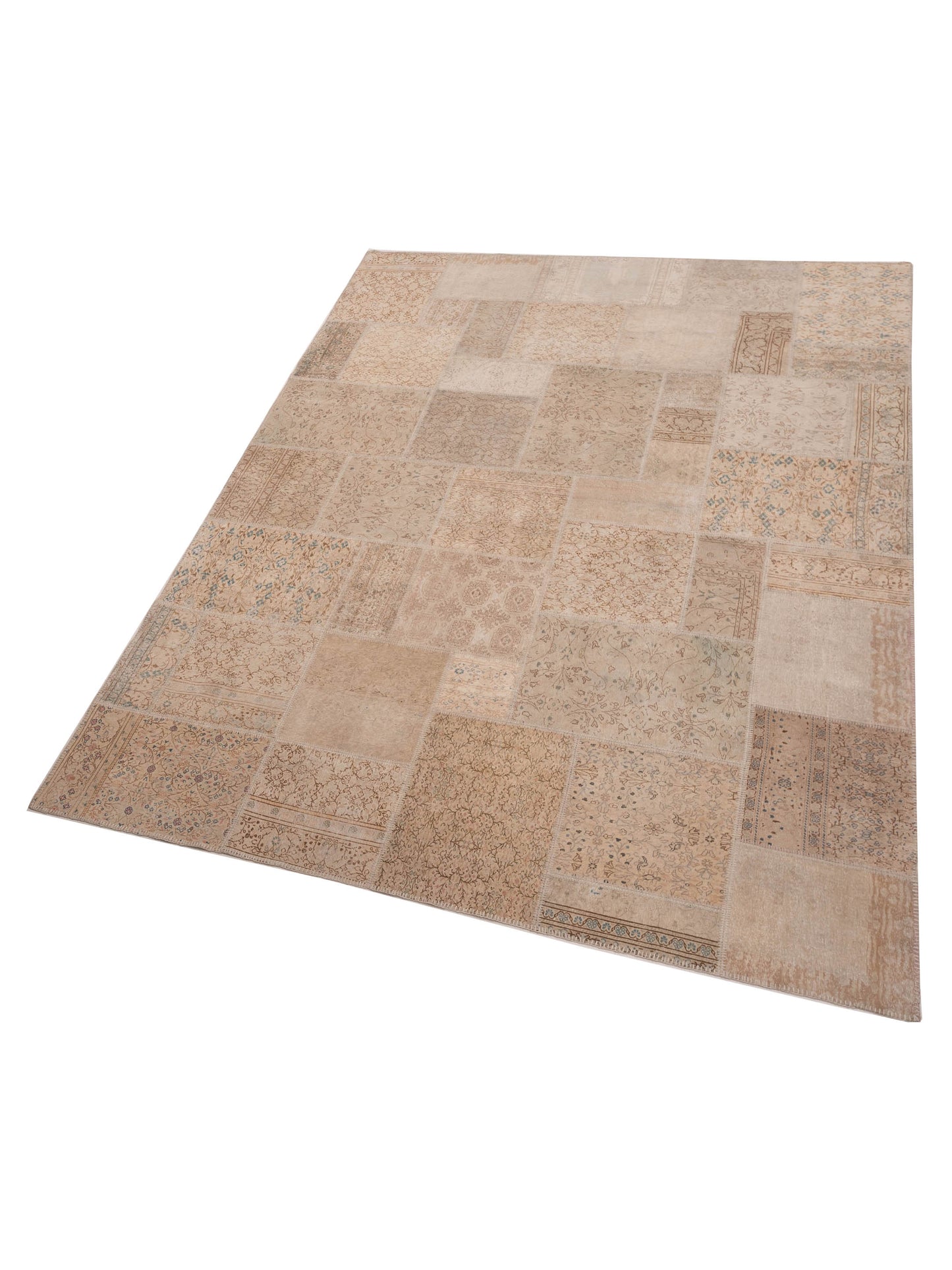 Turkish Vestige Patchwork 147814 Beige Beige 9x12 Hand Knotted Rug