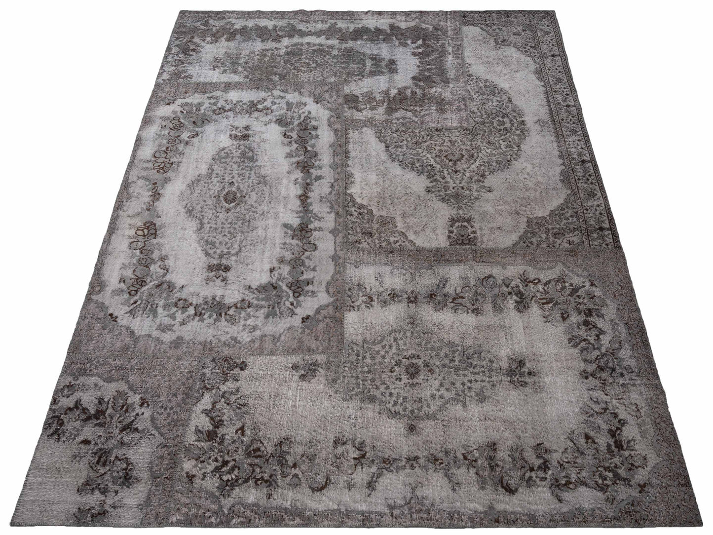 Turkish Vestige Patchwork 130965 Gray 11.5x15.6 Hand Knotted Rug