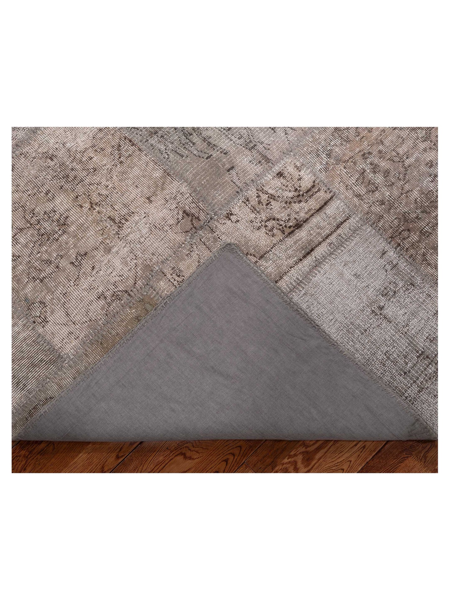 Turkish Vestige Patchwork 129753 Light Gray 8.1x10 Hand Knotted Rug