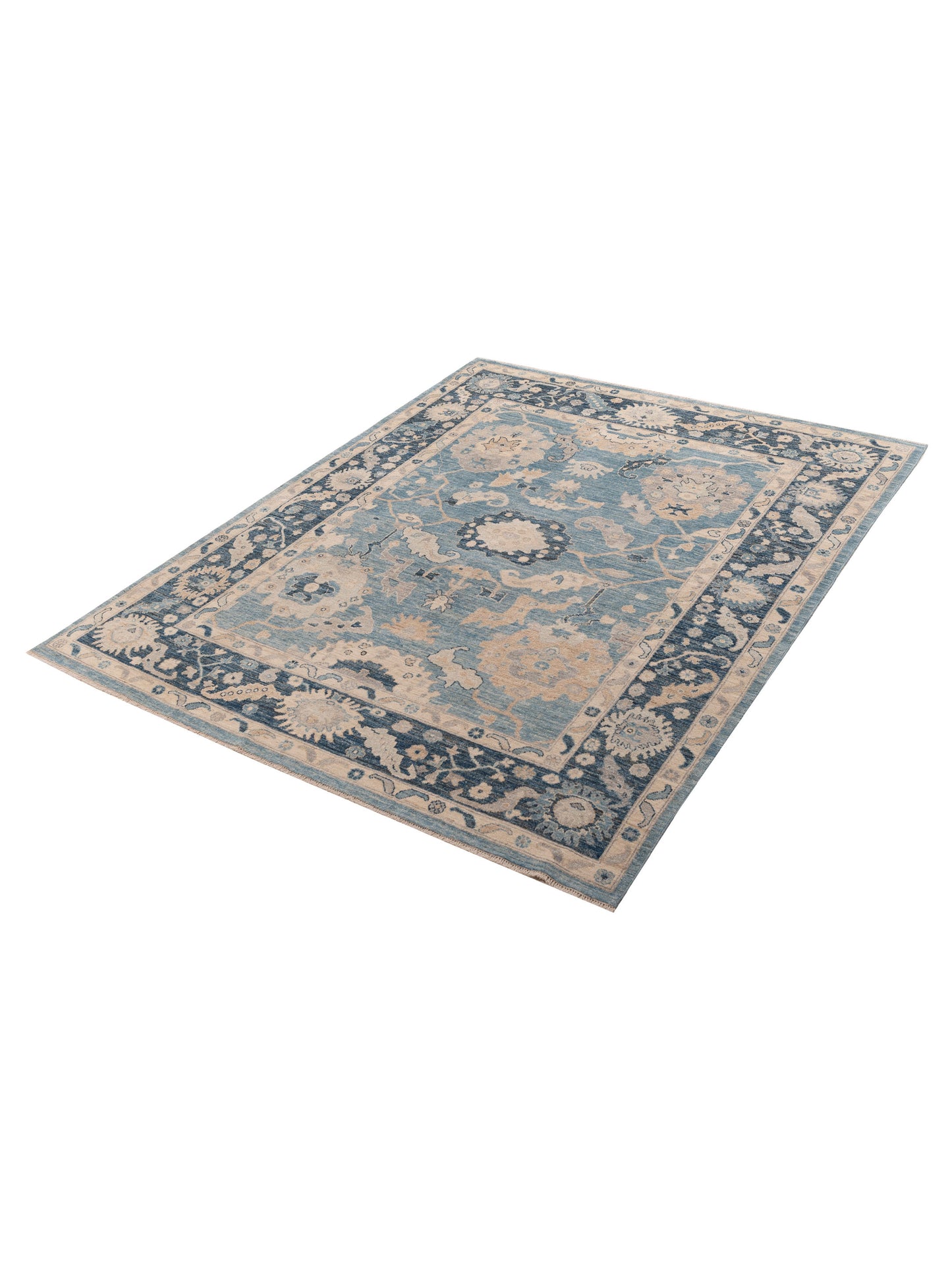 Anadol Oushak 154809 Blue Blue 8.2x10.1 Hand Knotted Rug