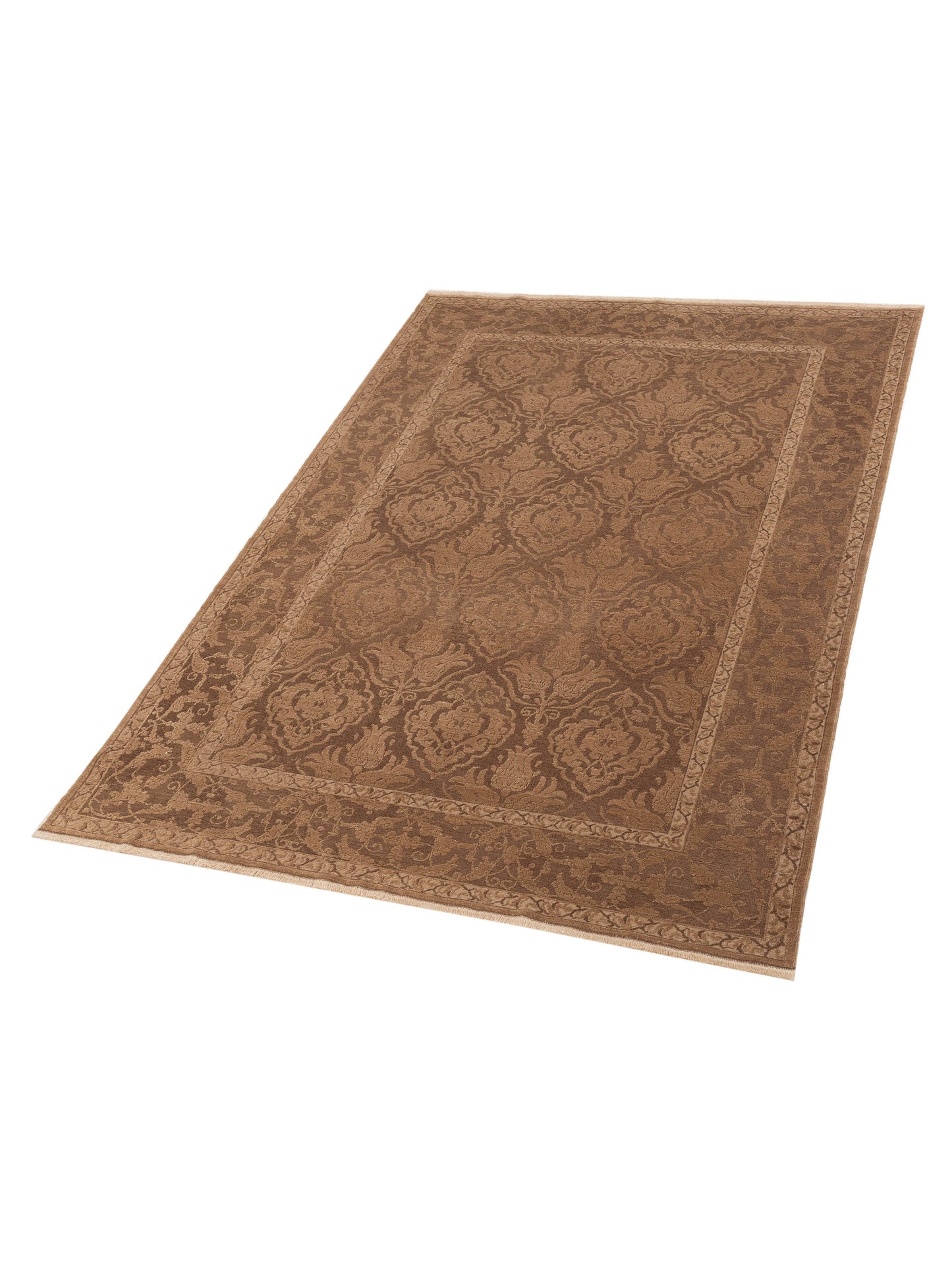 Defne Tulip Dark Brown Brown 6.3x9 Hand Knotted Rug