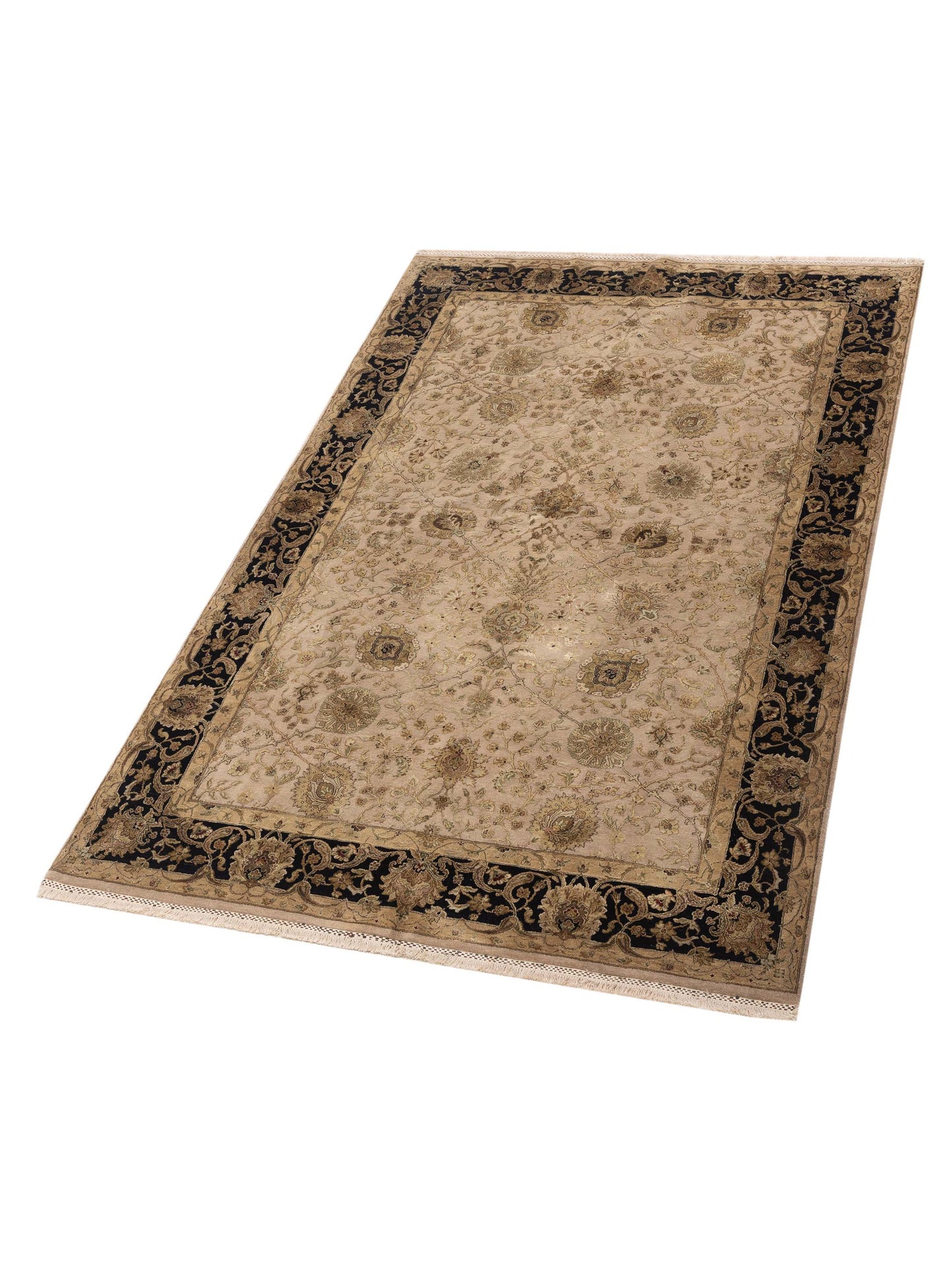 Imperial Silk 122497 Beige Black 6x9.5 Hand Knotted Rug