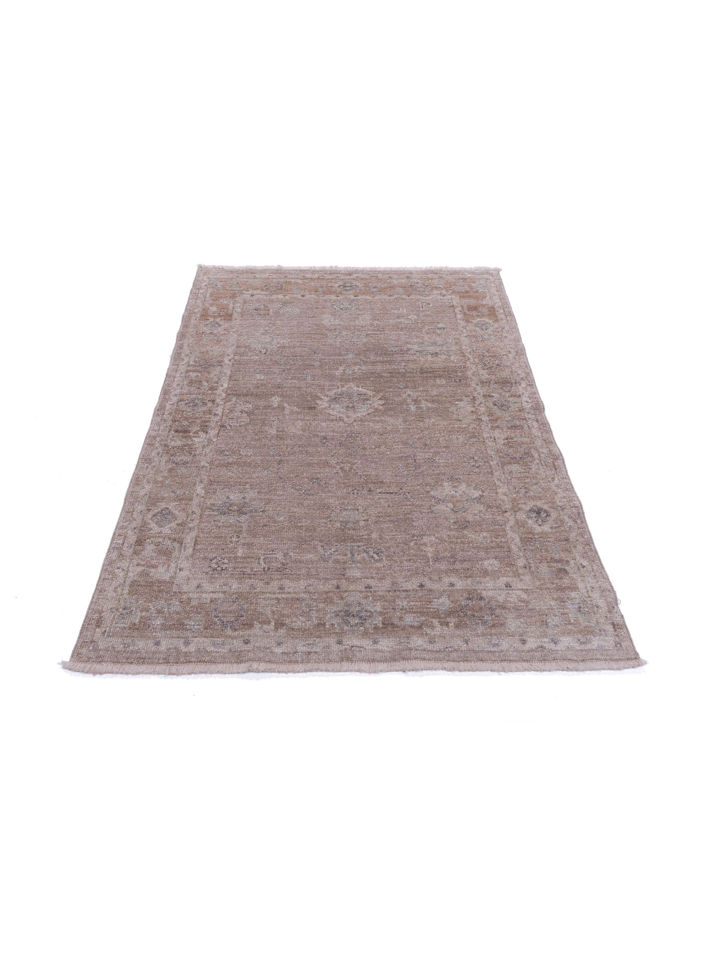 Angora Oushak 125618 Beige Dark Gray 3.10x5.5 Hand Knotted Rug