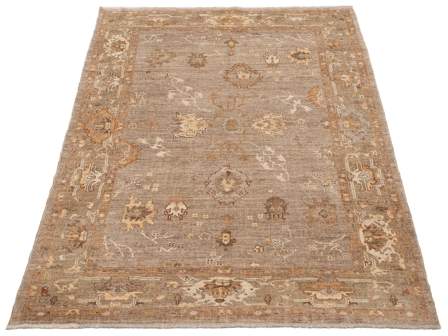 Angora Oushak 125826 Green Green 6x8.8 Hand Knotted Rug