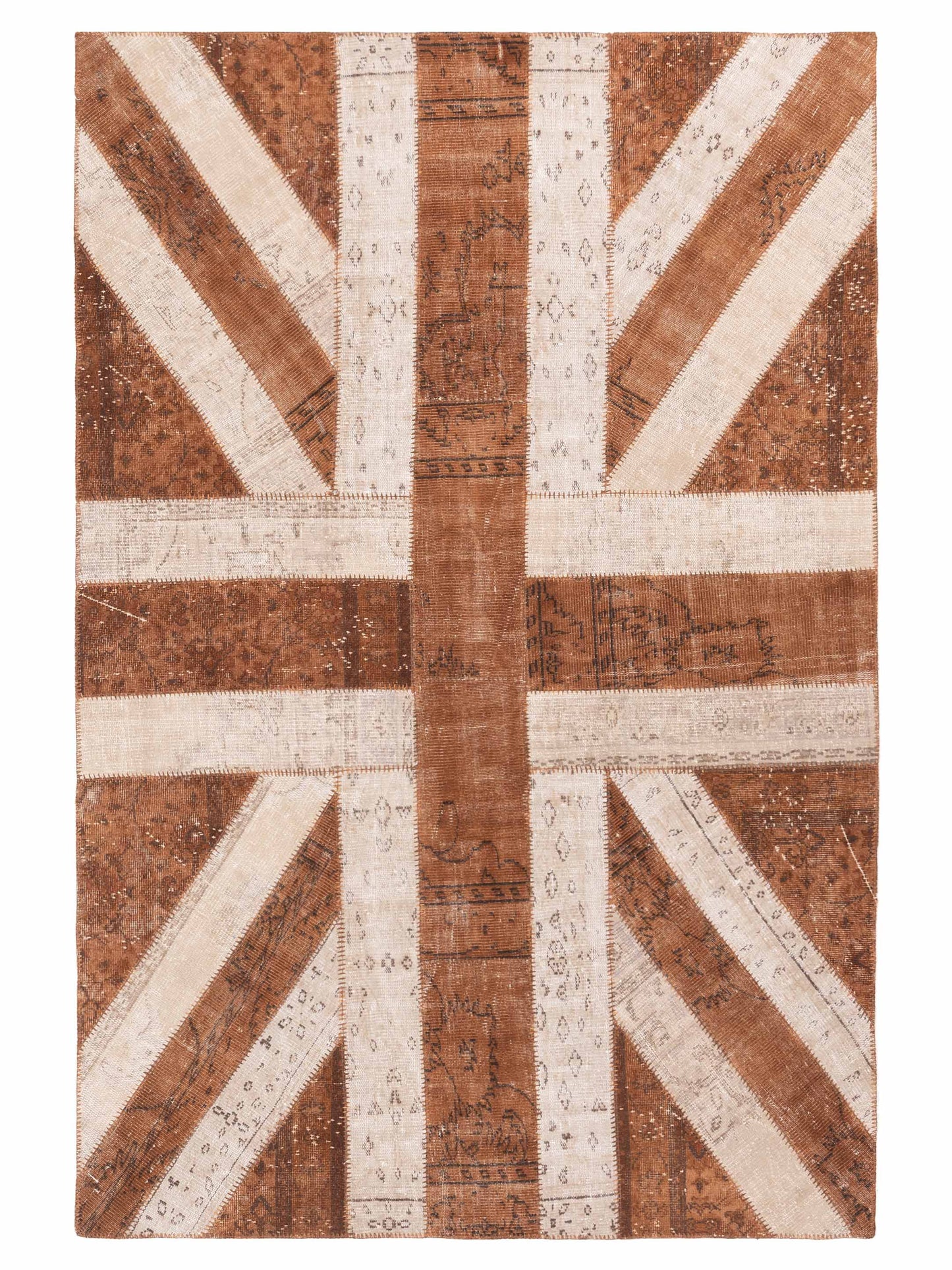 Pasha Turkish Vestige Patchwork  Brown Ivory Contemporary