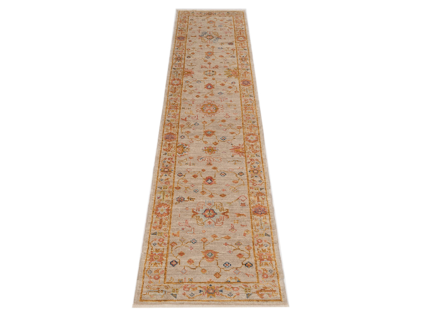 Angora Oushak 146515 Ivory Silver 2.7x11.8 Hand Knotted Rug