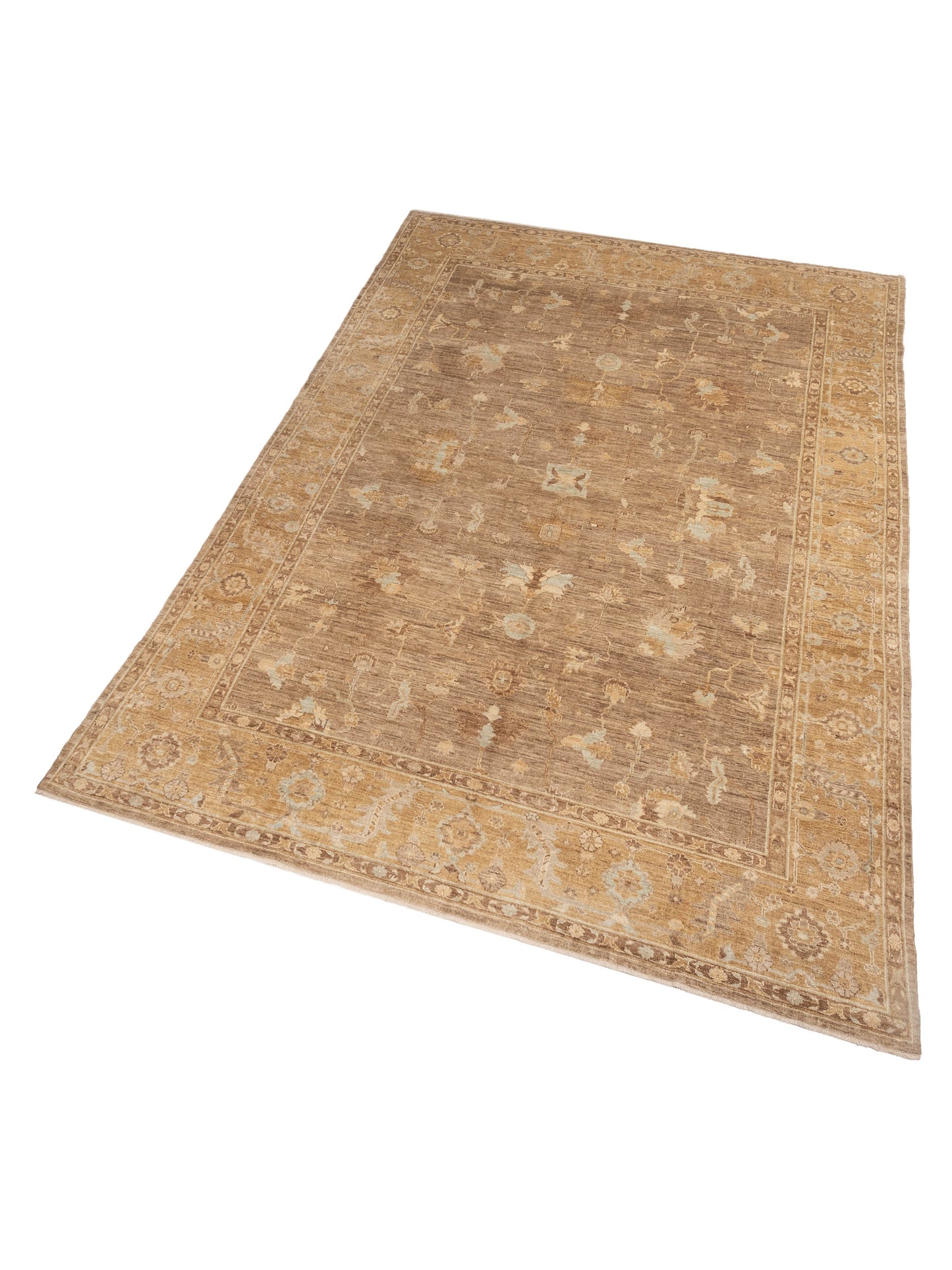 Angora Oushak 130207 Brown Gold 12.6x17.7 Hand Knotted Rug