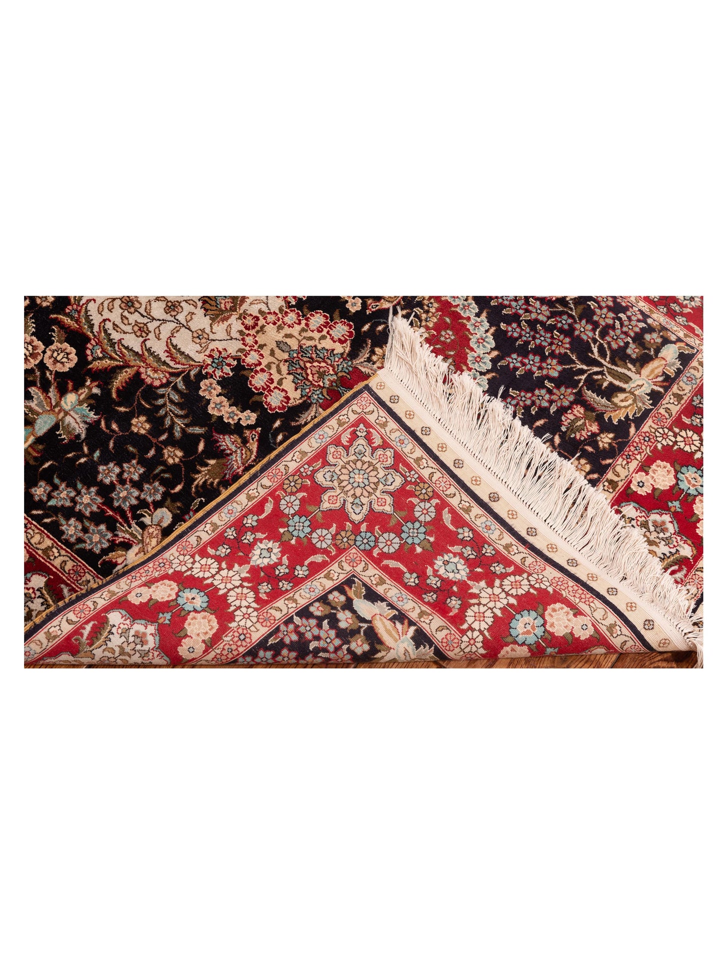 Pure Silk 118038 Black Red 3x4.10 Hand Knotted Rug