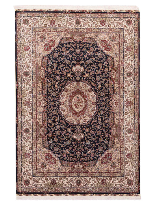 Pasha Pure Silk  Navy Ivory Traditional