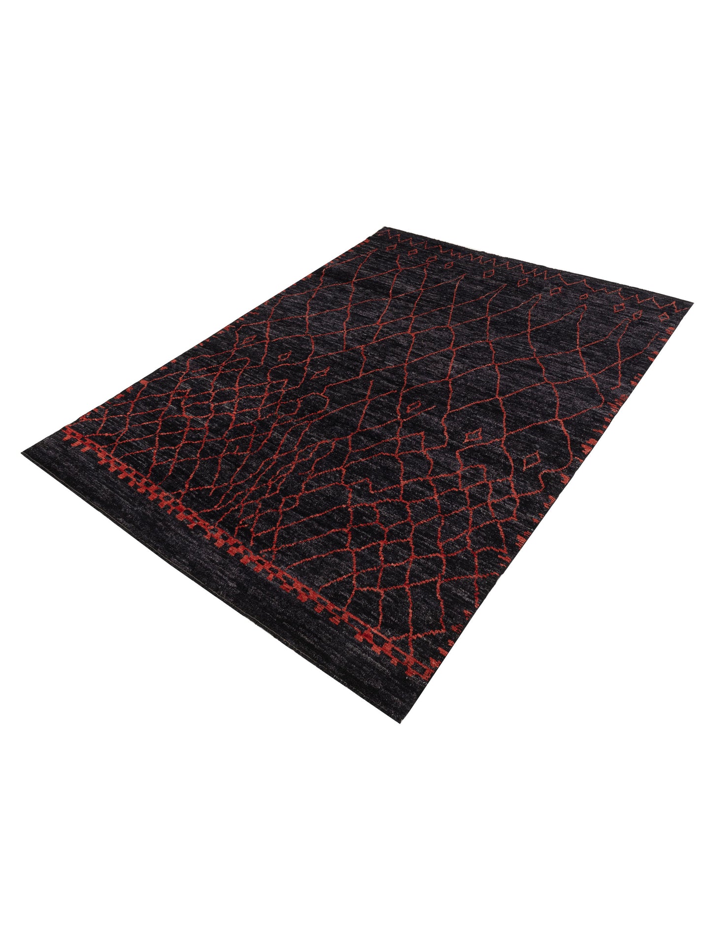 Berber Aspendos Charcoal Red 9.5x13.1 Hand Knotted Rug